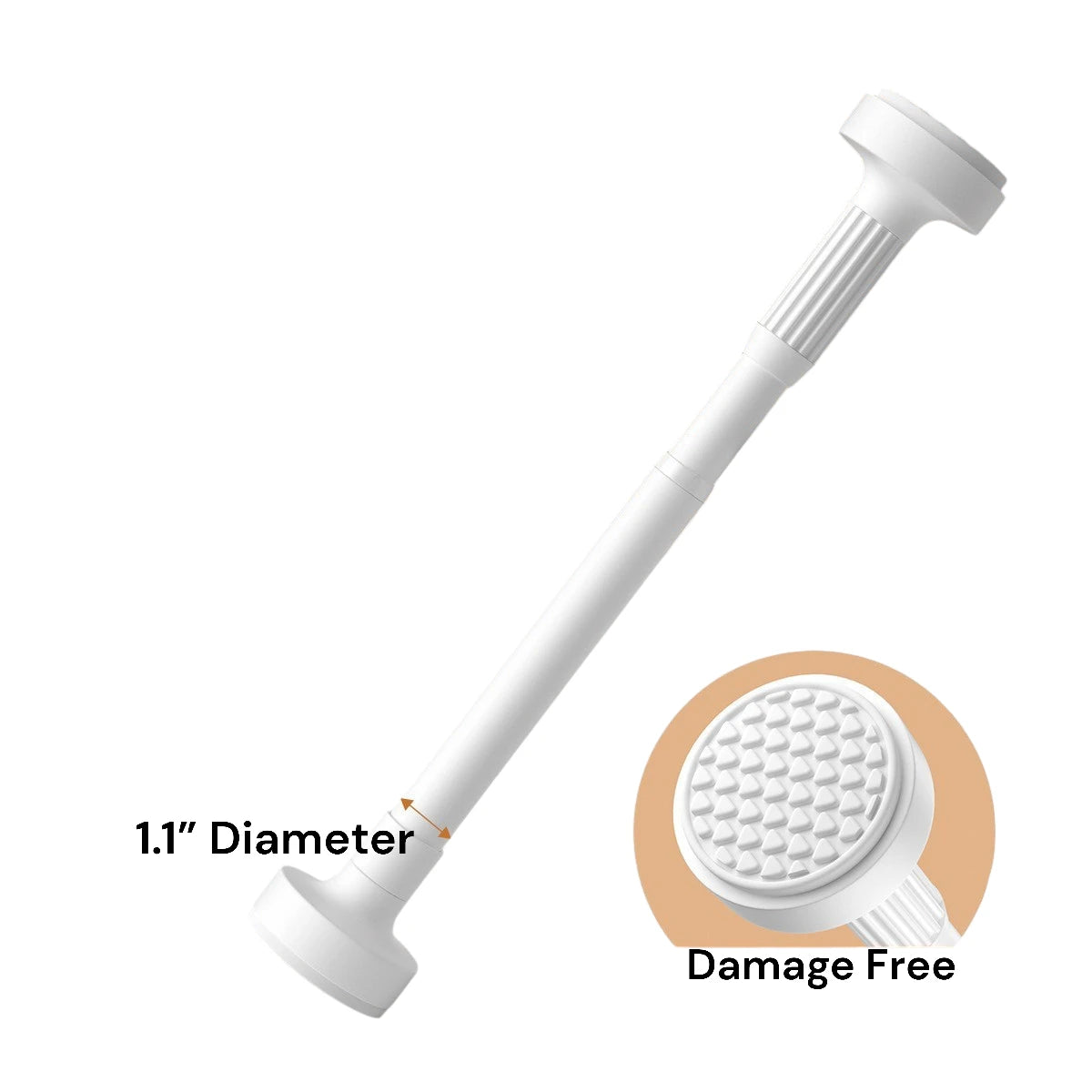 Alana 1.1 Inch Adjustable Metal Spring Tension Curtain Rod - Perfect for Windows, Doors, and Closet Organization