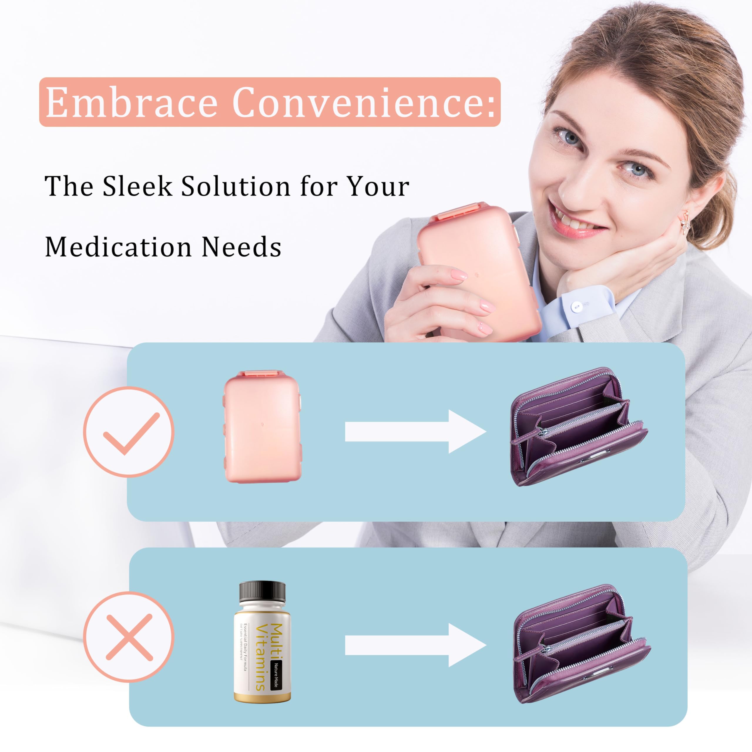 7-Day Pill Organizer with 161 Medicine Labels - Travel & Daily Medication Storage Case - Compact Pill Box for Vitamins, Supplements & Prescriptions (Blue, 1 Pack) | Perfect for Home, Office & Travel Essentials