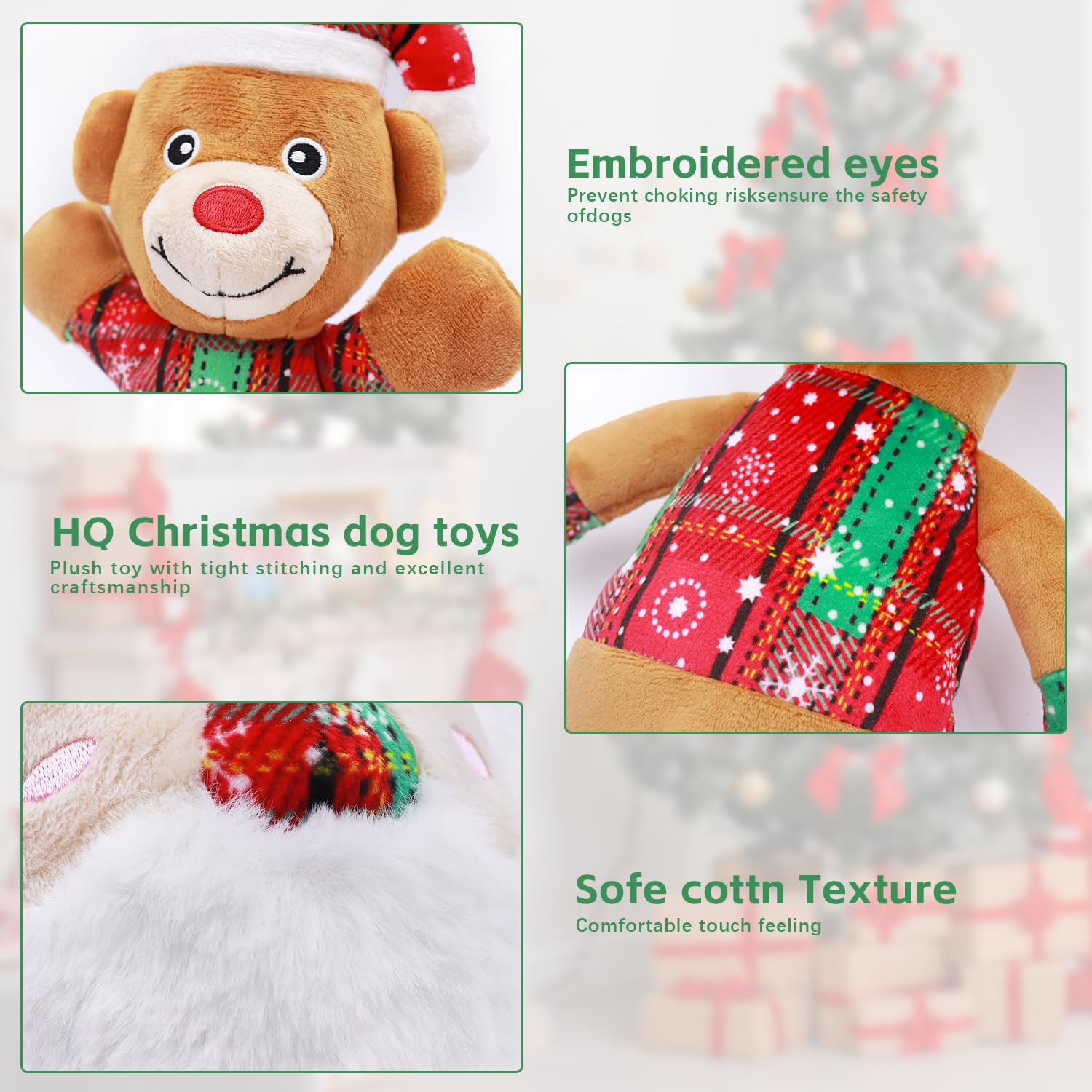 Christmas Dog Toys 5-Pack - Squeaky Holiday Chew Toys for Small & Medium Dogs | Santa, Reindeer & Snowman Designs | Durable Pet Gifts for Puppies to Stay Happy & Engaged | Perfect for Christmas Playtime & Training Rewards