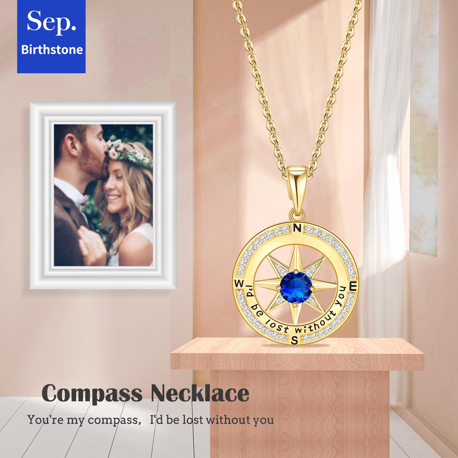 Elegant Gold Compass Necklace for Women - Perfect Anniversary & Birthday Gift for Wife, Her, Girlfriend - Ideal for Travel Lovers, Outdoor Adventures & Special Occasions
