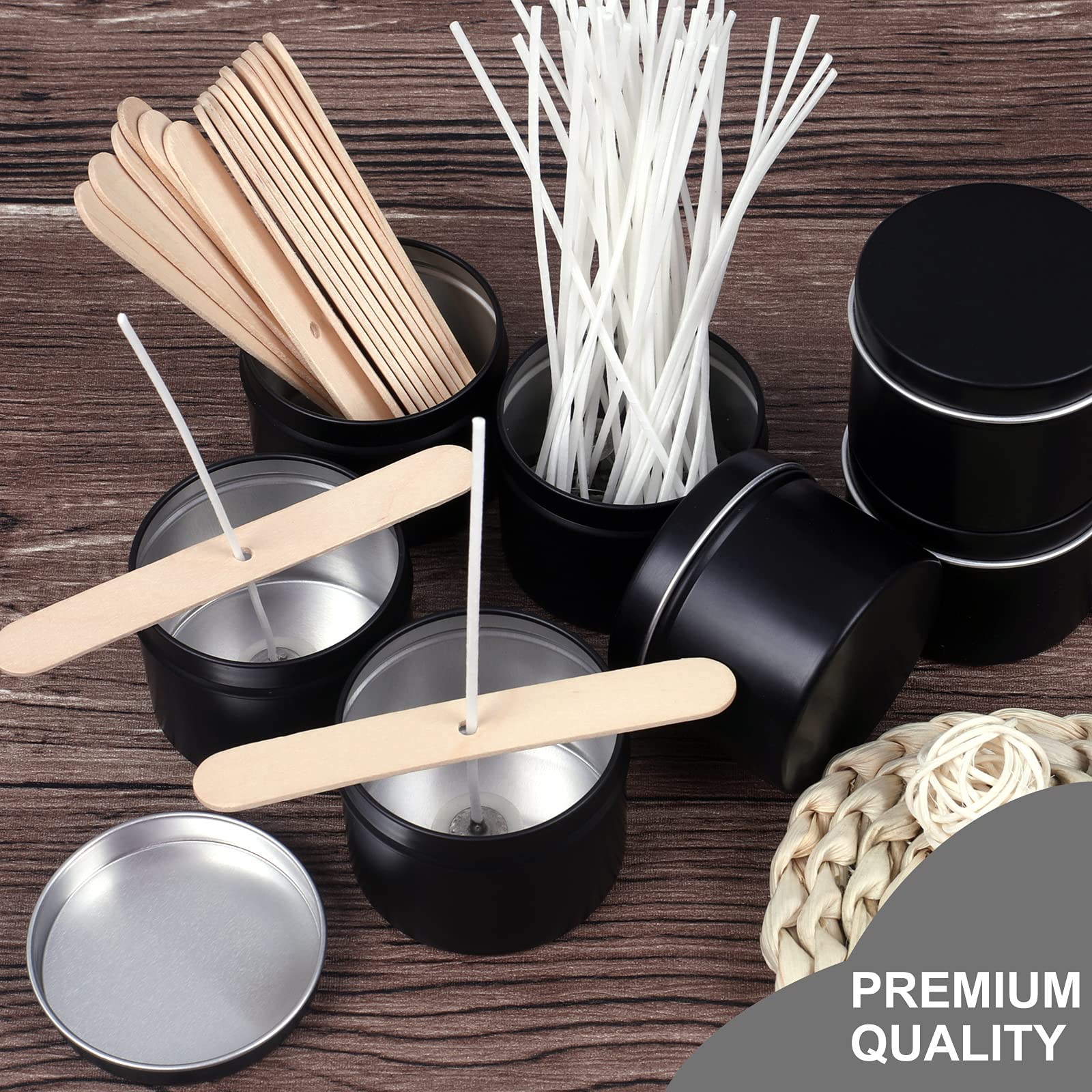 DINGPAI 4oz Candle Tin Set - 18 Pack Black Metal Containers for DIY Candle Making, Arts & Crafts, Storage & Holiday Gifts - Perfect for Home Decor, Wedding Favors & Party Supplies