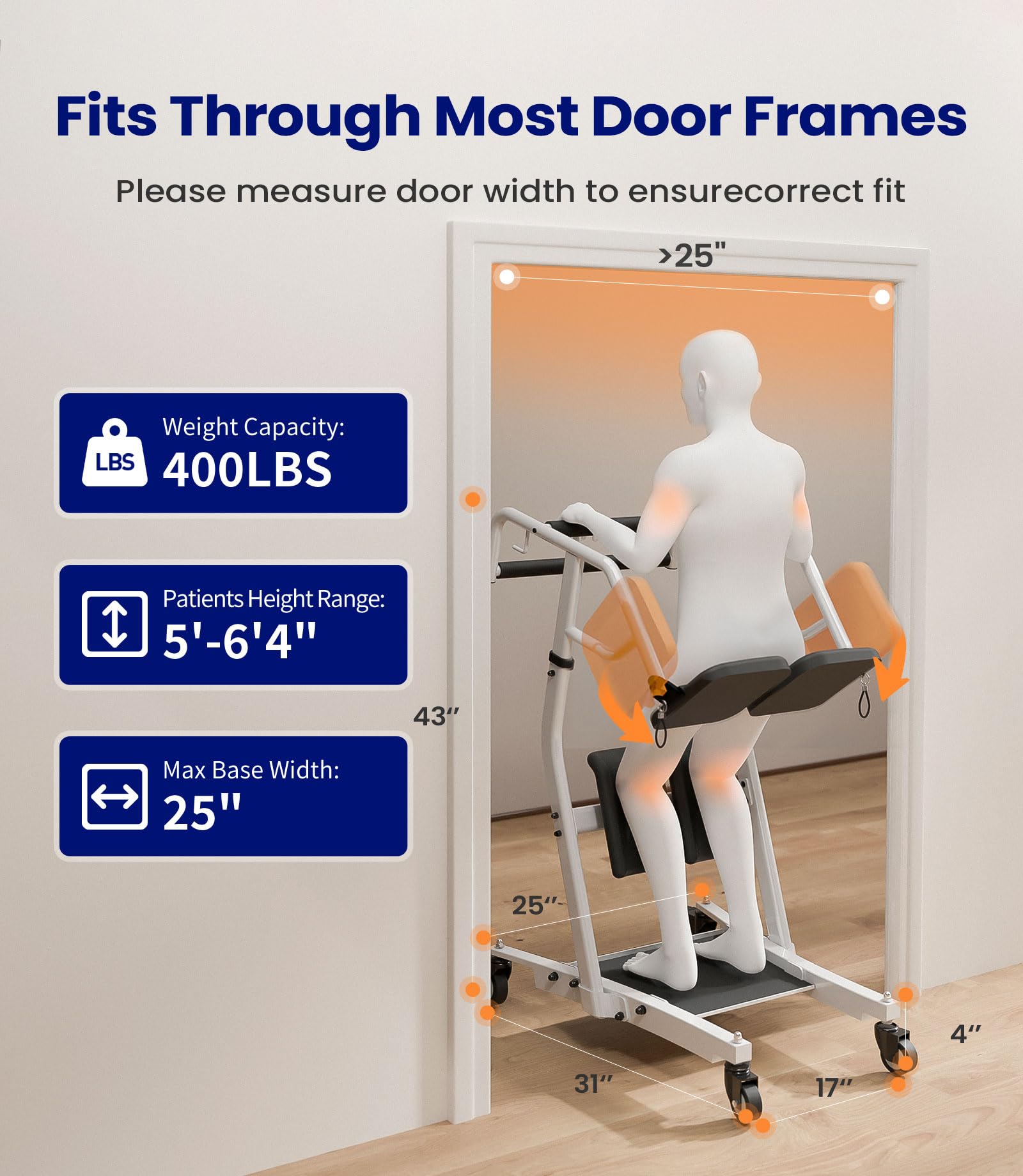 Electric Sit to Stand Lift for Elderly - Adjustable Patient Transport Unit with Wheels - Stand Assist Lift for Home Care, Muscle Building & Fall Prevention - Safe Standing Transfer Device for Bed, Chair & Toilet Use - AY03