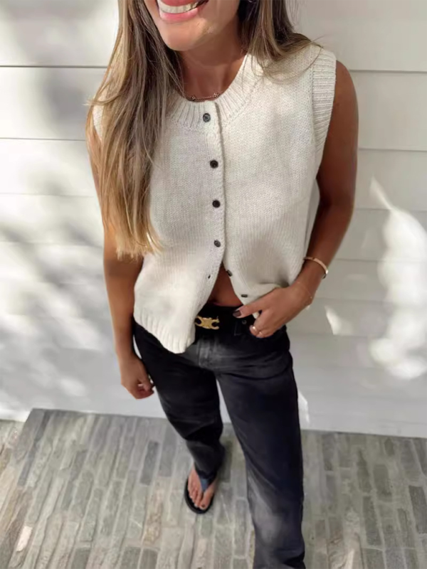 Stylish Women's Knitted Vest Top - Casual & Comfortable Pullover Sweater for Layering, Office Wear & Fall Fashion