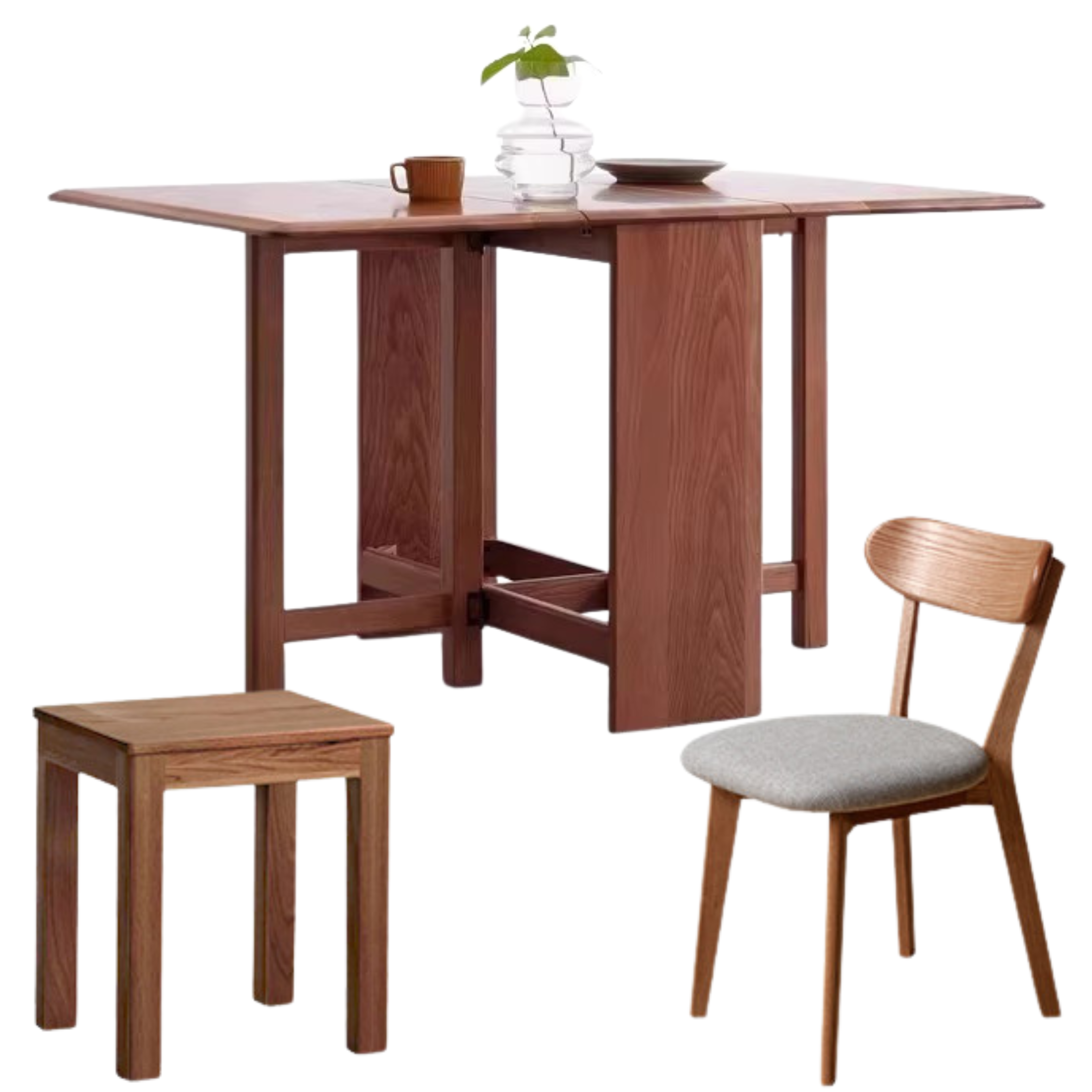 **Solid Oak Wood Extendable Dining Table - Expandable for 6 to 8 Seats - Perfect for Small Spaces & Entertaining Guests**