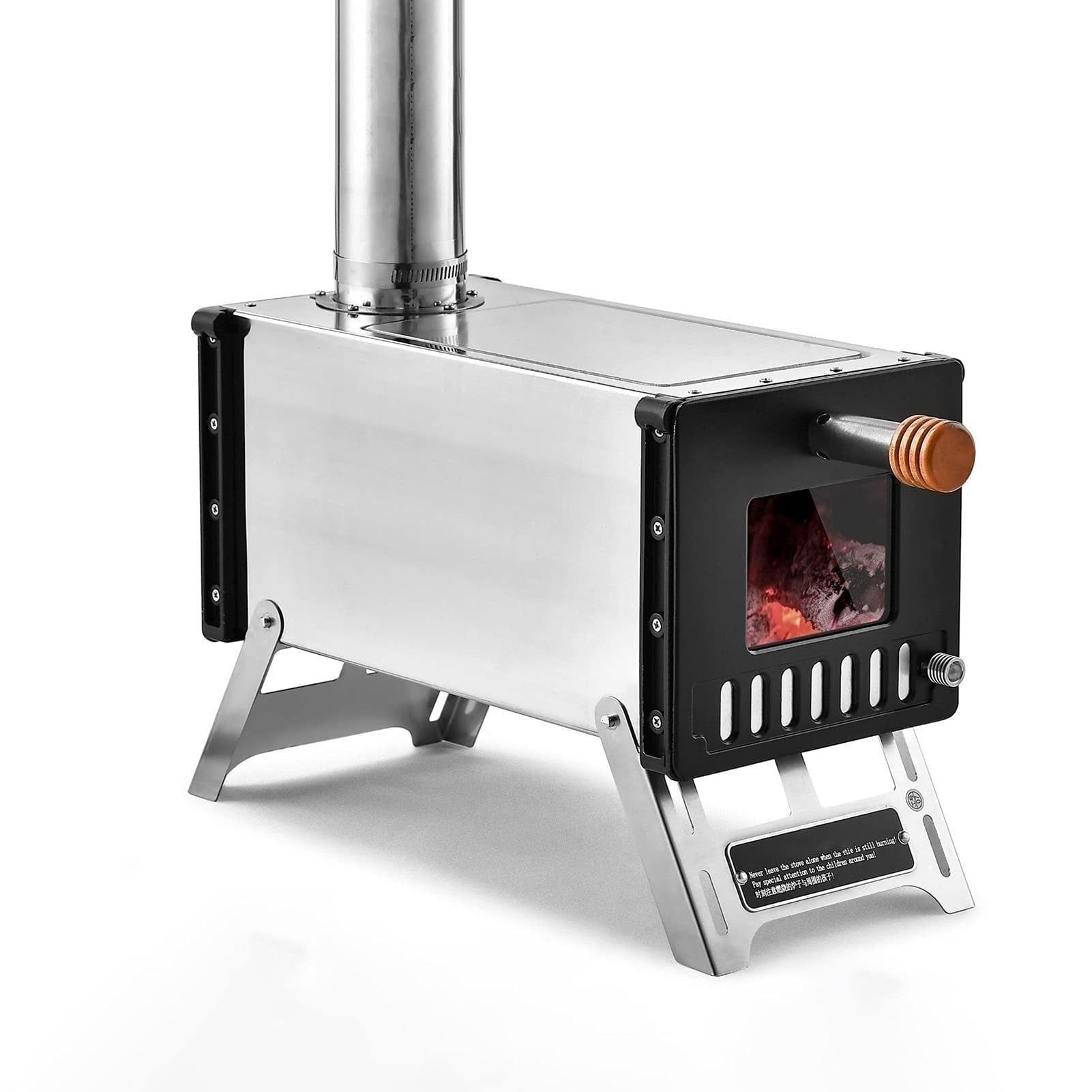 Portable Stainless Steel Wood Burning Stove for Camping - Compact Tent Stove with 43