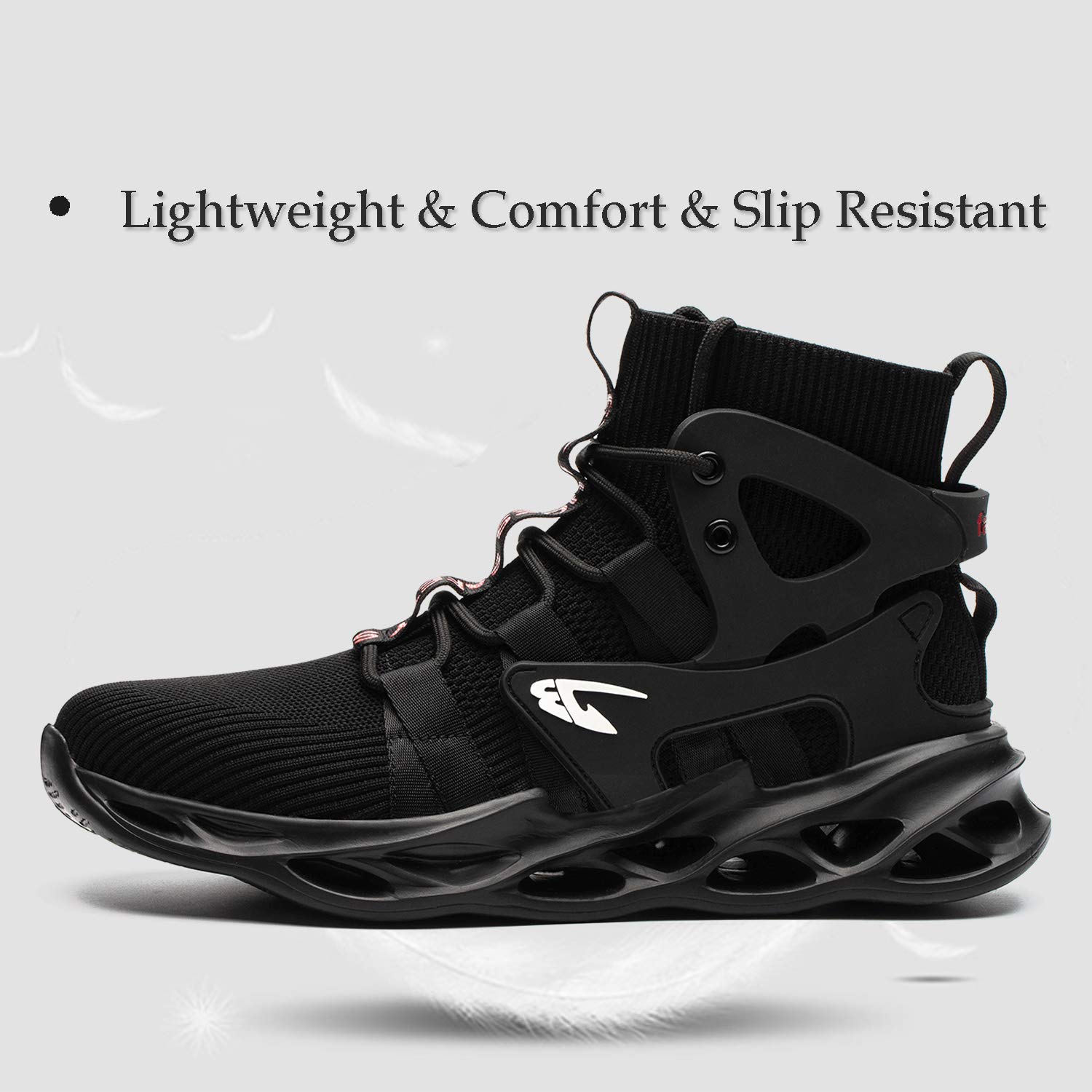 ORISTACO Steel Toe Work Boots for Men - Lightweight Breathable Safety Shoes for Construction, Industrial & Outdoor Work - Non-Slip Durable Work Boots for Warehouse, Factory & Heavy Duty Jobs