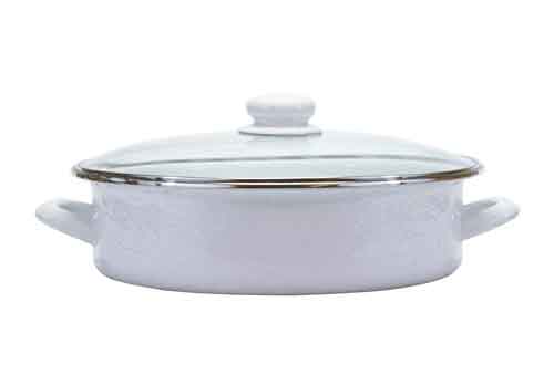 5 Quart White Enamel Saute Pan - Nonstick Cooking Skillet for Frying, Searing & Sauteing - Perfect for Stovetop, Oven & Everyday Kitchen Use