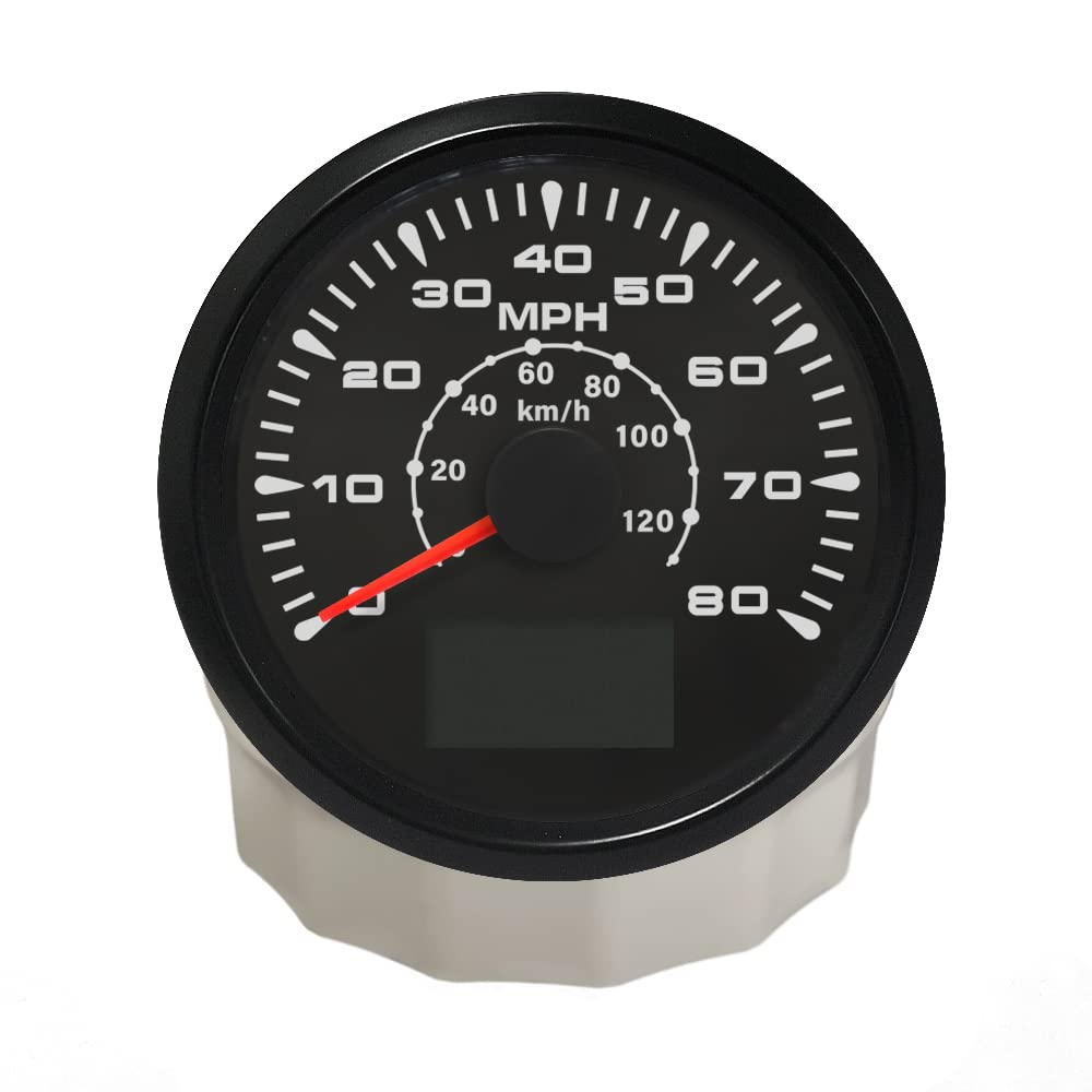 85mm GPS Speedometer Odometer Tachometer 0-80MPH/0-120km/h 9-32V with 8 Backlight Colors - Perfect for Motorcycles, Cars, Trucks & Marine Vehicles