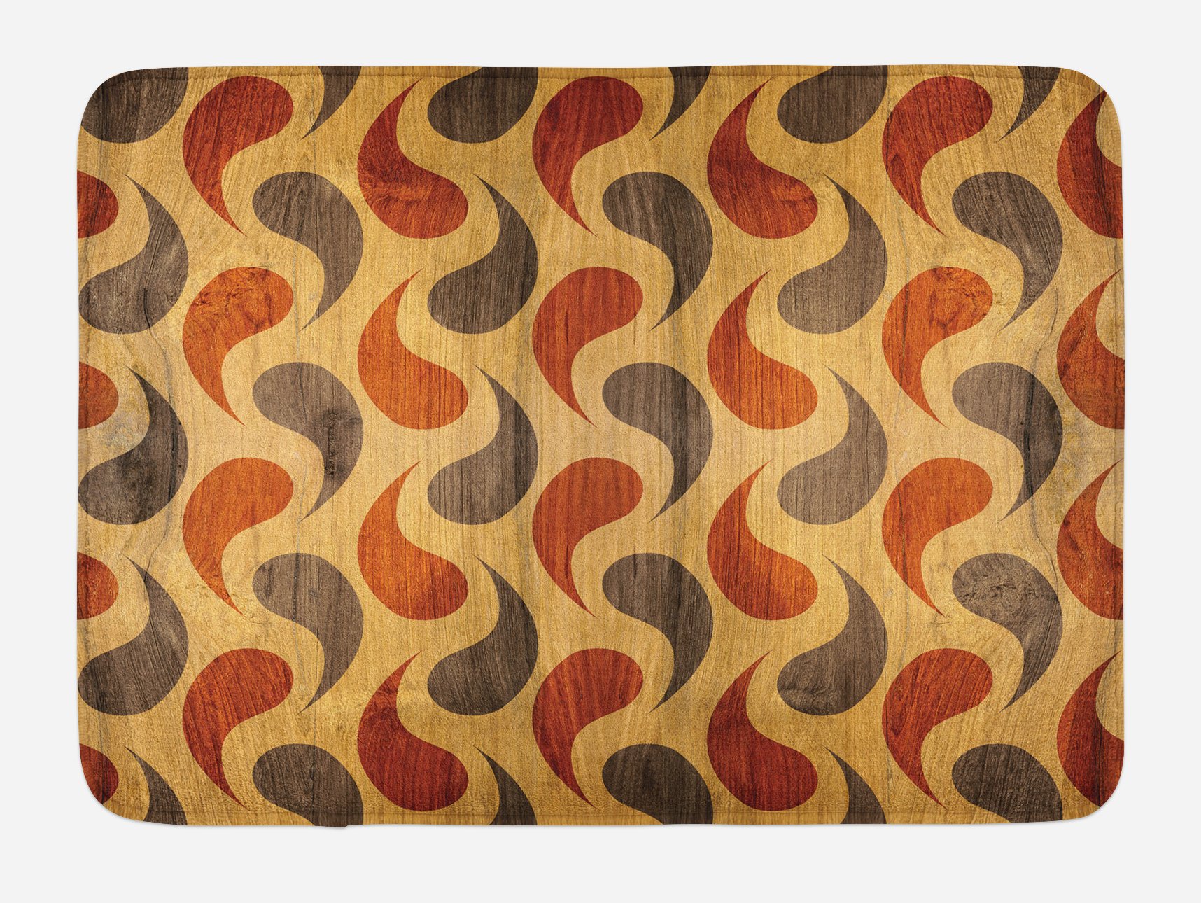 Ambesonne Rustic Bath Mat - Abstract Tadpole & Wavy Shapes Non-Slip Plush Bathroom Rug, 30x20 Inches, Brown Black - Perfect for Farmhouse, Boho & Modern Bathroom Decor