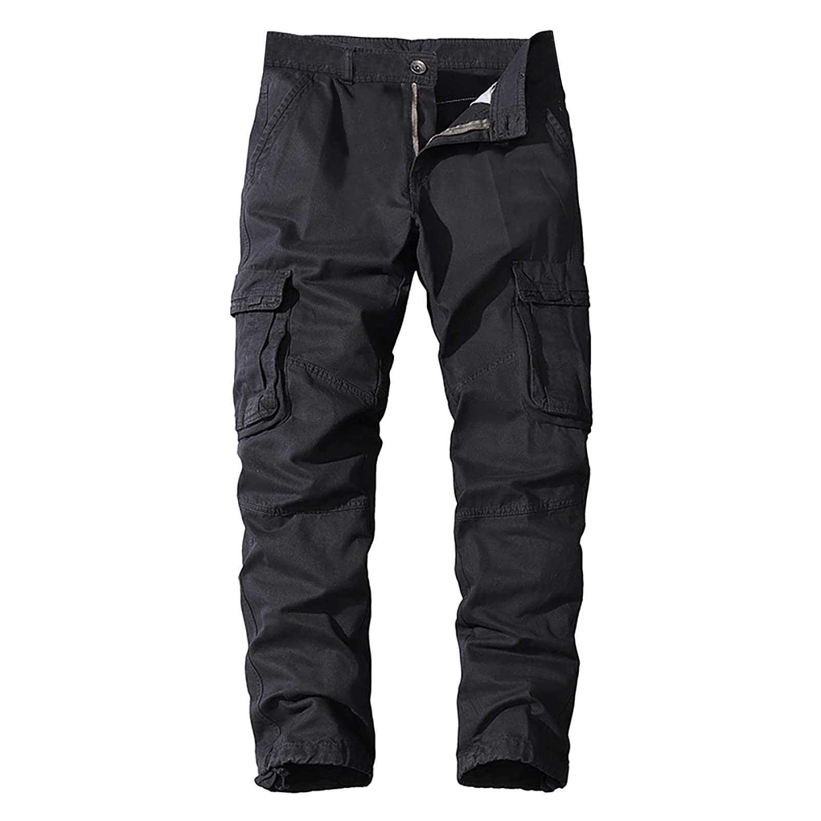 Hopolsy Men's Slim Fit Casual Cargo Pants - Relaxed Comfort Outdoor Hiking Cotton Twill Trousers for Everyday Wear & Adventure Activities