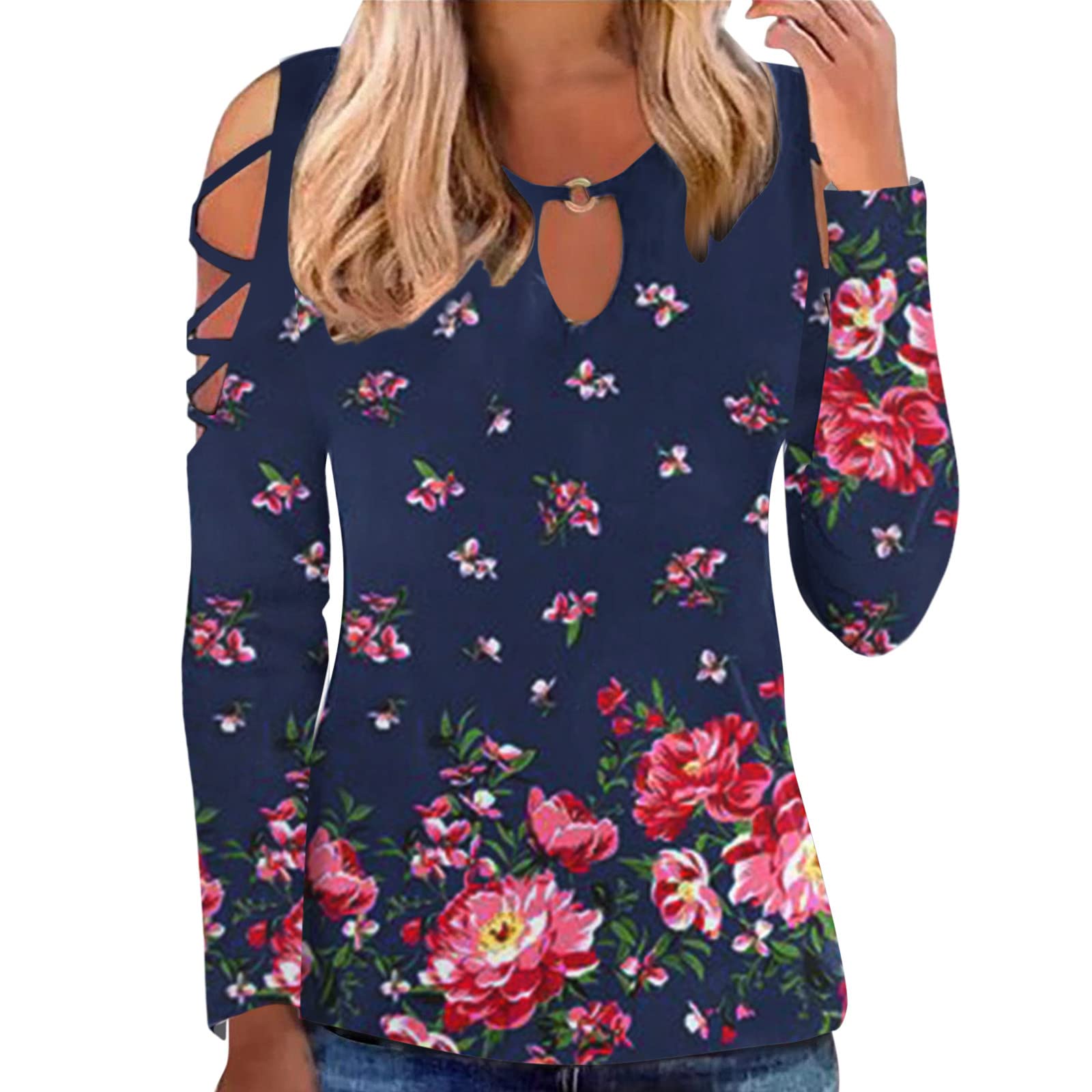 Women's Hollow Out Short Sleeve T-Shirts - Crewneck Cold Shoulder Casual Tops for Summer | Sexy Basic Tees for Women | Perfect for Beach, Party & Everyday Wear