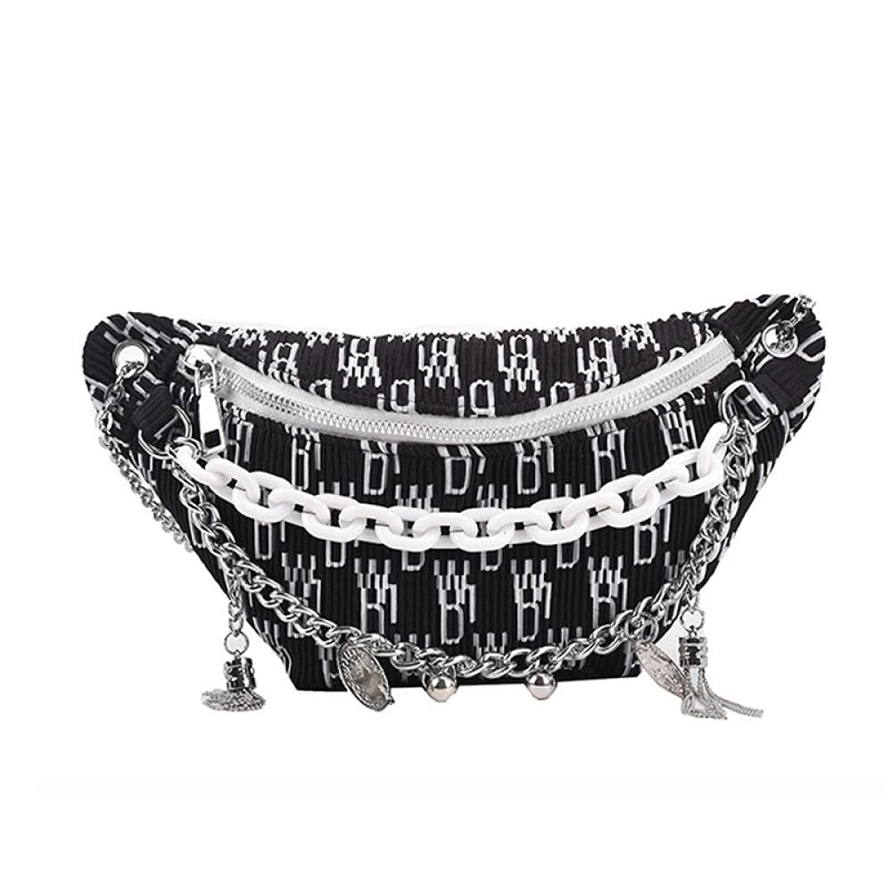 Women's Fashion Fanny Pack Waist Bag - Adjustable Crossbody Chest Bag with Chain Strap for Women - Perfect for Running, Travel, Gym & Outdoor Activities