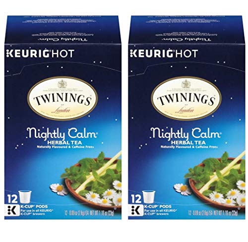 Twinings Nightly Calm Herbal Tea K-Cups 0.09 Oz (Pack of 2) - Chamomile & Lavender Blend for Relaxation & Sleep - Perfect for Evening Wind Down & Stress Relief