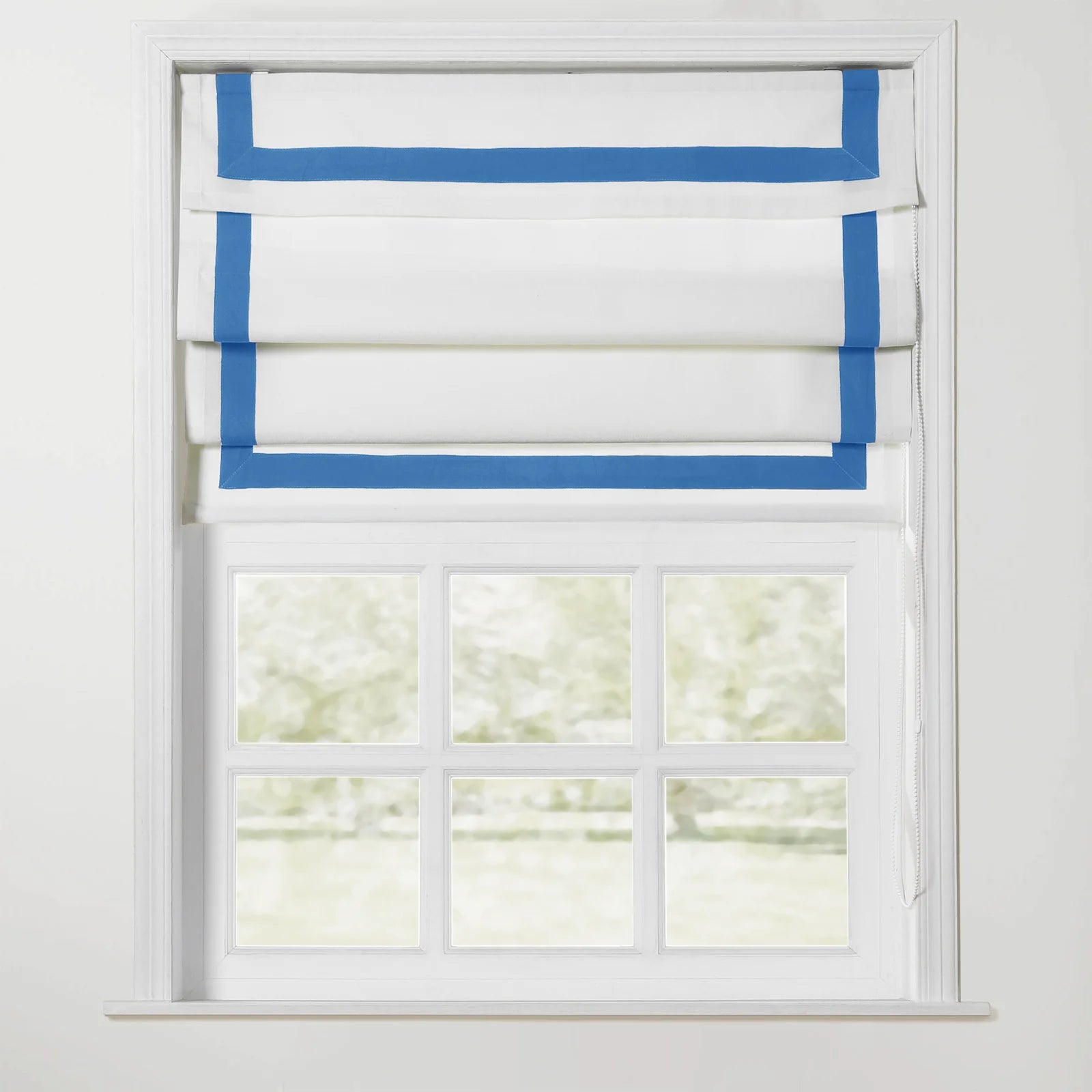 Tyrone Roman Shade with Border Cord Lift - Classic Window Treatment for Living Room & Bedroom - Blackout Fabric for Light Control & Privacy