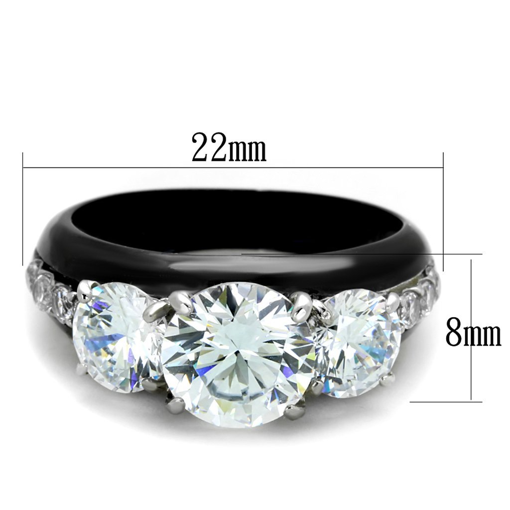 Black Stainless Steel Engagement Ring 4.45ct AAA CZ for Women Size 5-10 - Perfect for Proposals & Anniversaries
