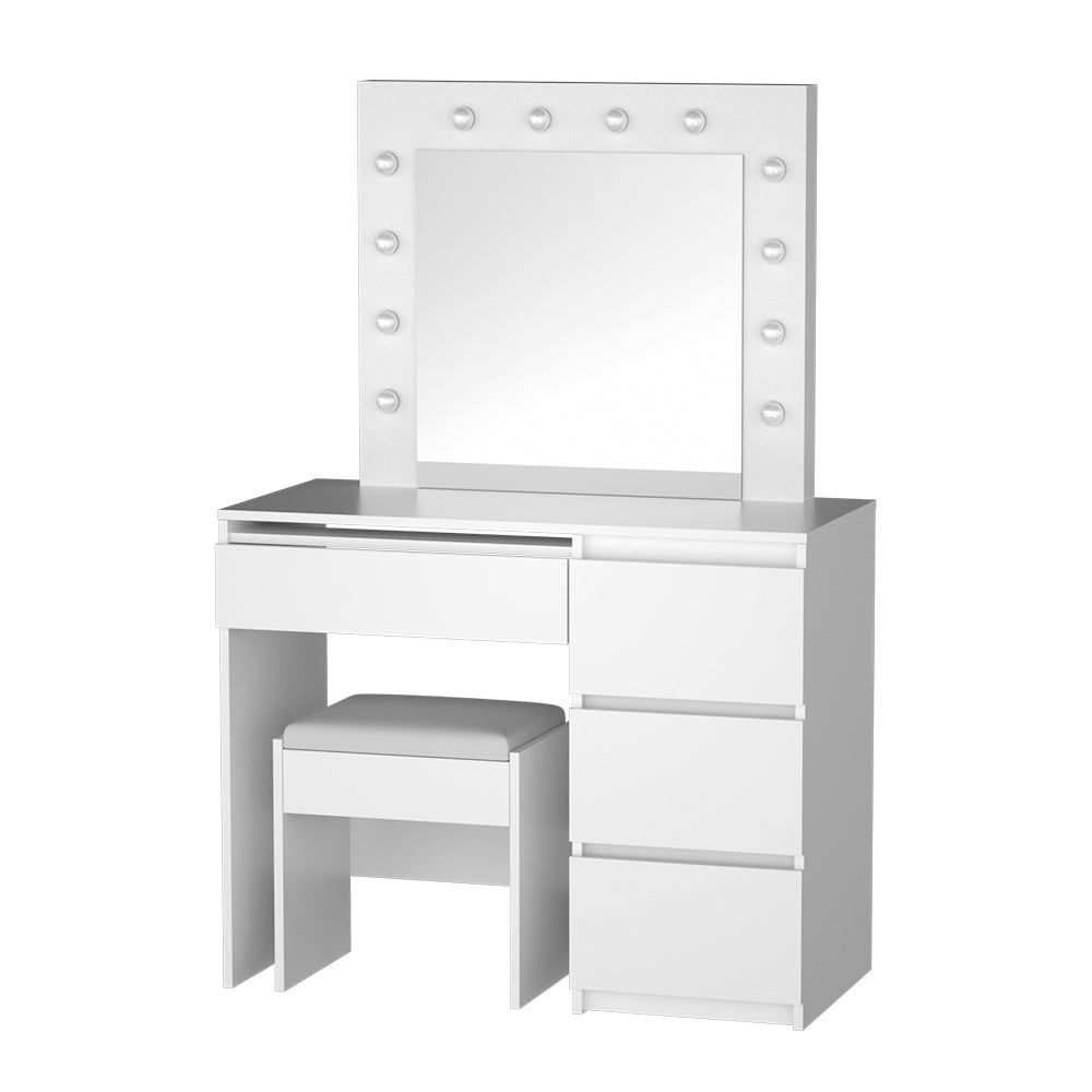 Artiss Vanity Dressing Table Set with Stool & 12 LED Bulbs - White Makeup Desk for Bedroom, Bathroom & Dorm Room