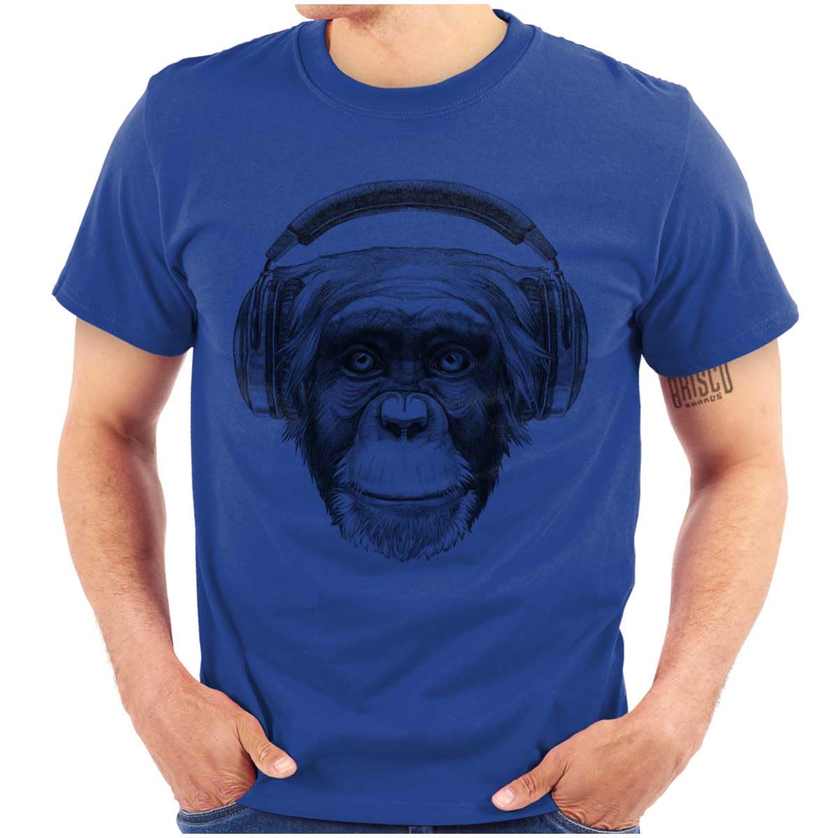 Smile Monkey Headphones Hipster Graphic T-Shirt for Men & Women - Funny Vintage Tee for Casual Wear, Music Lovers & Gifts