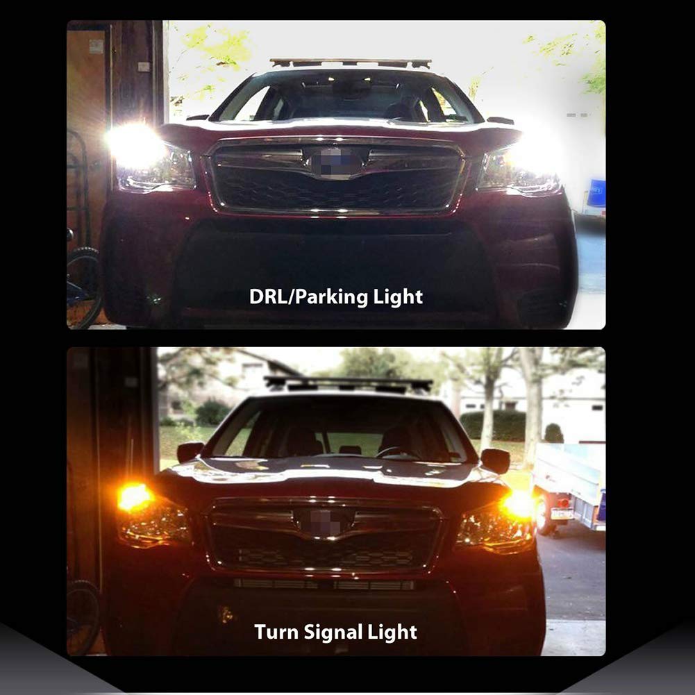 AUXLIGHT 3157 3057 4157 3155 3457 Switchback LED Bulbs - 16 SMD Chipsets for Parking Lights, Daytime Running Lights (DRL), Turn Signal Lights - Direct Replacement with Projector - White/Amber (2 Pack) - Perfect for Cars, Trucks, SUVs, Motorcycles - Enhance Visibility & Safety Day & Night