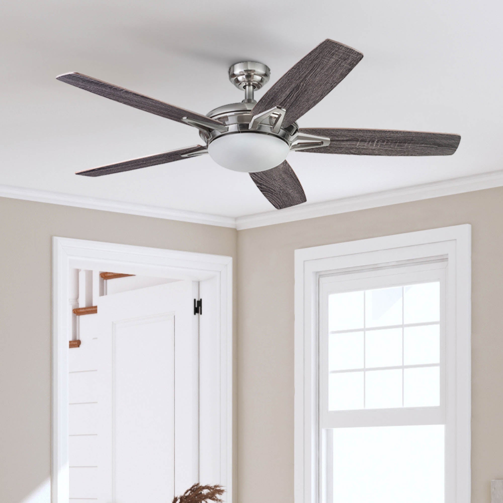 52 Inch Clancy Brushed Nickel Ceiling Fan with Remote Control - Perfect for Living Room, Bedroom, and Home Office Cooling