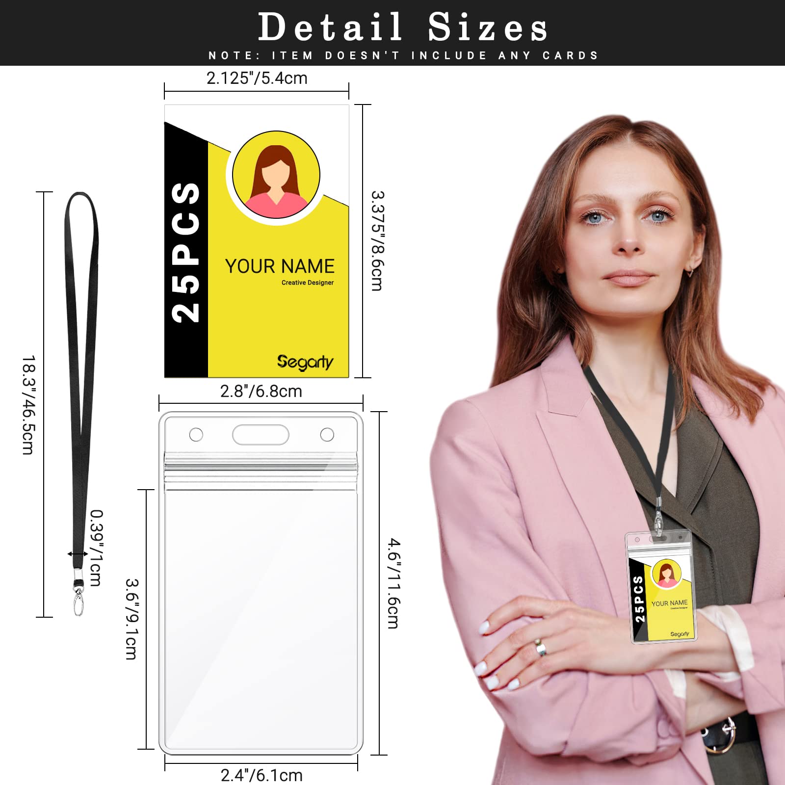 Segarty 25 Pack ID Lanyards with Clear Badge Holders - for Office, School & Business Use