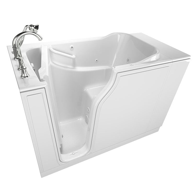 3052 Series 30W x 52L Gelcoat Walk-In Whirlpool Bathtub - Left Hand Drain & Faucet - Perfect for Spa Bathroom, Luxury Home, and Relaxation Therapy