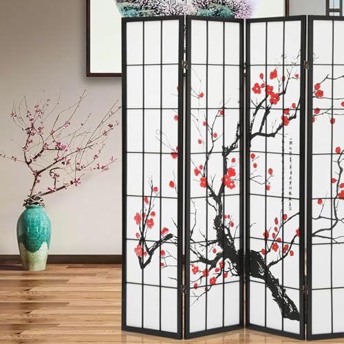 4 Panel Plum Blossom - Black