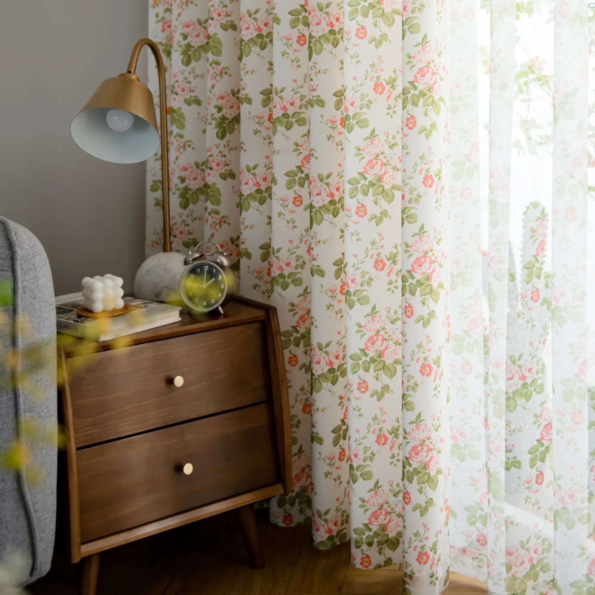 Elyse Shabby Farmhouse Floral Custom Privacy Curtain - Vintage Style Blackout Drapes for Living Room, Bedroom & Nursery - Light Blocking & Noise Reducing Window Treatments