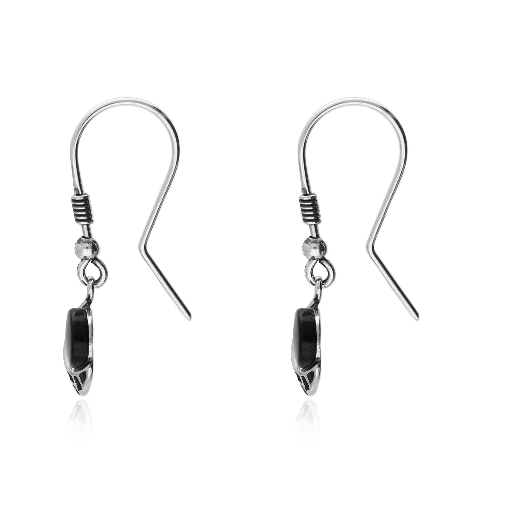 Oxidized Sterling Silver Whitby Jet Moon Drop Earrings – Elegant Gothic Jewelry for Women, Perfect for Evening Parties & Special Occasions