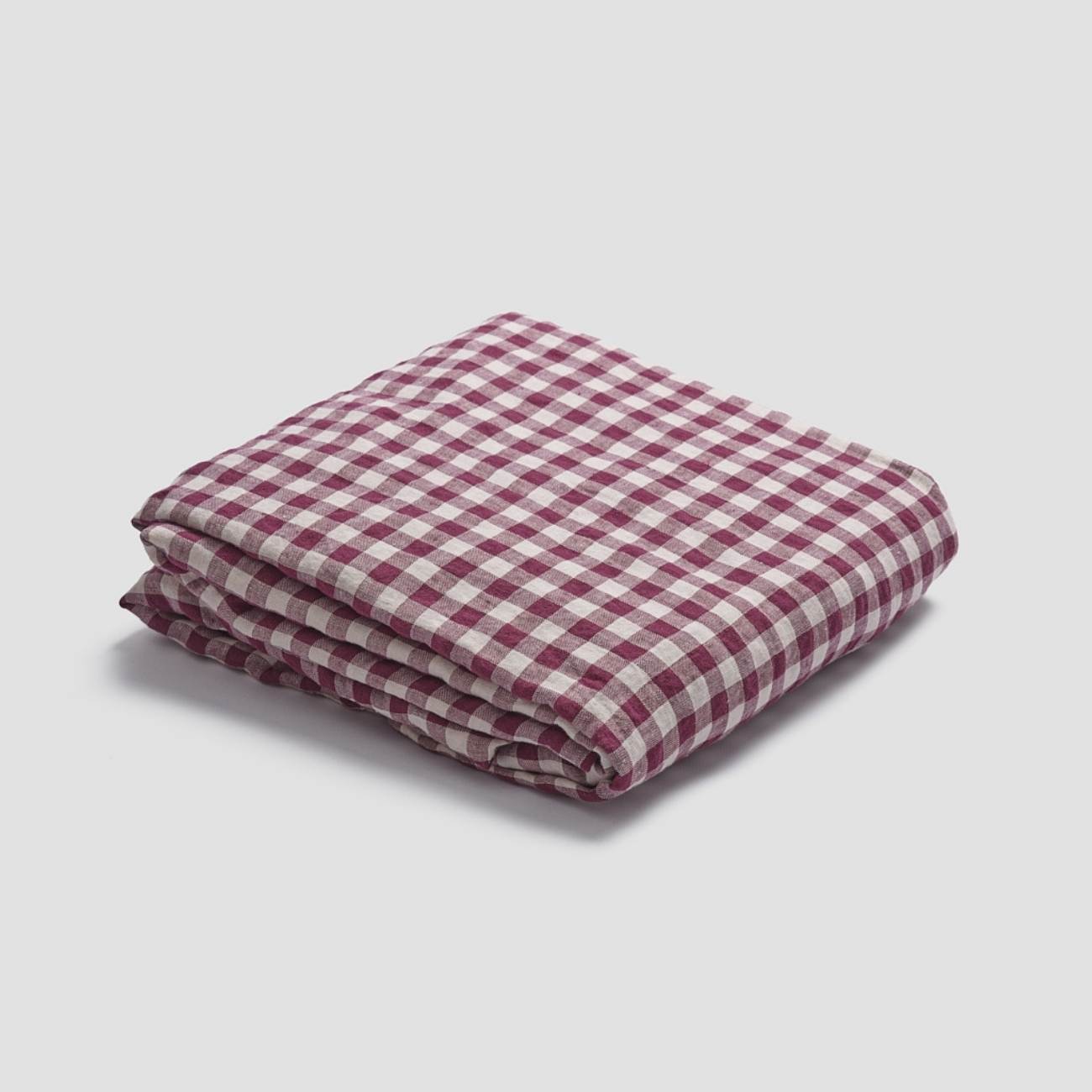 Berry Gingham 100% Linen Fitted Sheet - Queen Size, Breathable & Soft Bed Sheet for Comfortable Sleep - Perfect for Bedrooms, Guest Rooms & Vacation Homes