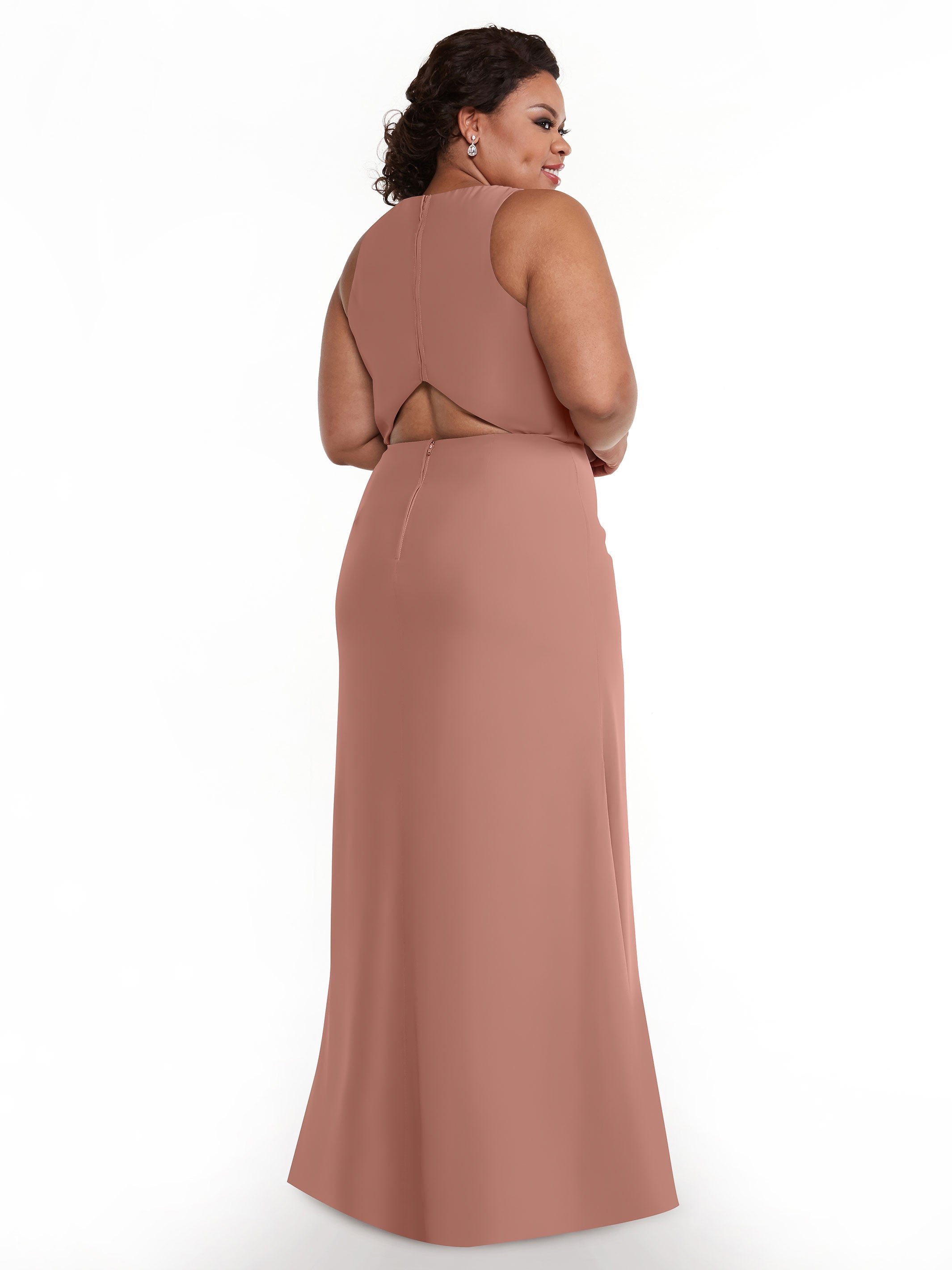 Elegant 80175 Chiffon A-Line Bridesmaid Dress with Plunging Halter Neckline - Perfect for Weddings, Formal Events & Special Occasions