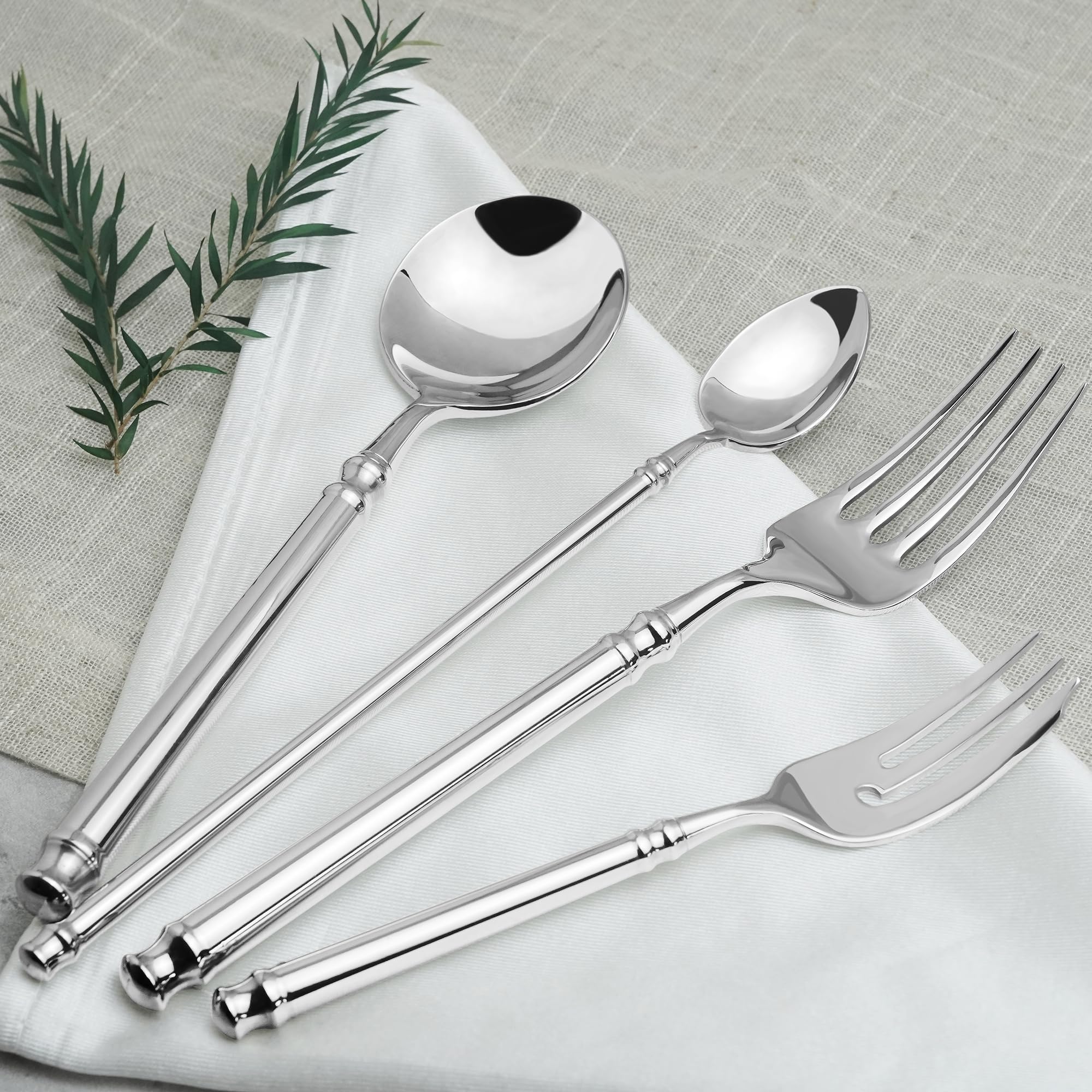Premium 18/10 Stainless Steel Salad Forks Set of 4 - Hand Forged Dessert & Appetizer Forks with Modern Round Handle - Dishwasher Safe Cocktail & Fruit Forks for Parties, Weddings & Fine Dining