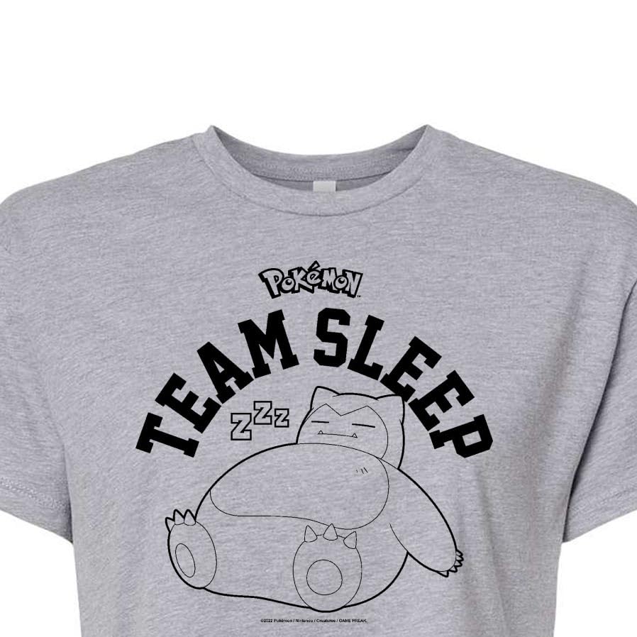 HYBRID APPAREL Pokémon Snorlax Team Sleep Junior's Cropped Cotton Blend T-Shirt - Cute Anime Graphic Tee for Girls, Sleepover Outfit & Casual Wear