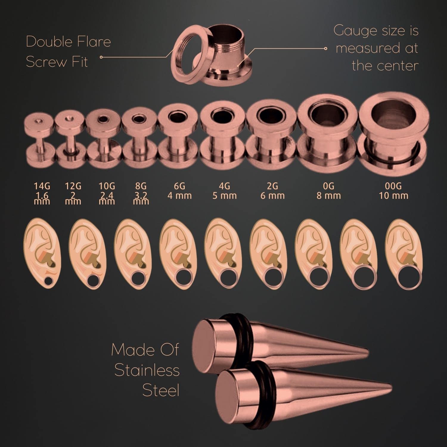 BodyJ4You 37PC Ear Stretching Kit for Beginners - 14G to 00G Gauges with Steel Tapers, Single Flare Plugs & Screw Fit Tunnels - Includes Aftercare Balm Wax - Perfect for Men & Women Ear Piercing Jewelry - Ideal for Ear Stretching, Healing & Style Enhancement