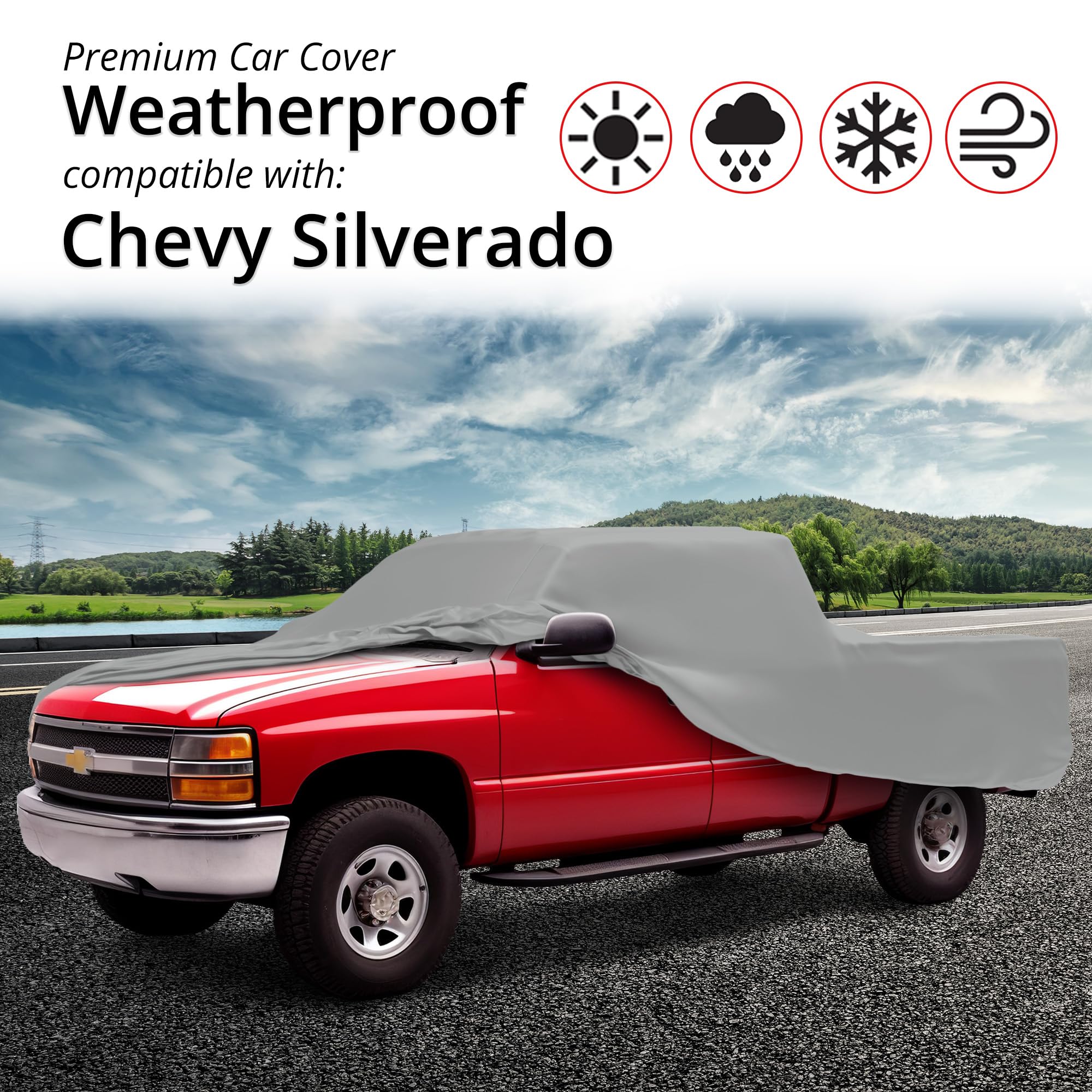 Weatherproof Truck Cover for Chevrolet Silverado 1500-2500 (1999-2013) | Ext Cab ~6.5' Bed & Shell | Outdoor Car Cover with Anti-Theft Cable Lock | Heavy Duty Waterproof Protection | Perfect for Parking, Storage & Extreme Weather Protection