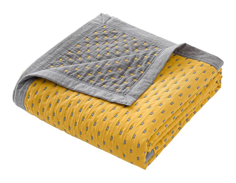 Z Create Design Summer Cotton Throw Blanket - 3 Layer Breathable Gauze, Lightweight & Soft Jacquard Muslin Blanket for Bed, Sofa, Travel & Picnic - Cool Yarn-Dyed Quilt for All Seasons