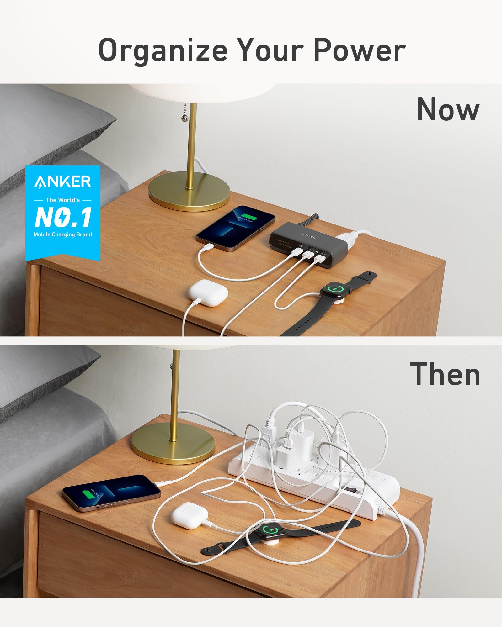 Anker 521 USB C Power Strip with 3 Outlets & 30W USB C Charger | 5 ft Extension Cord | Fast Charging for iPhone 14/13 | Compact Power Station for Home, Office, Dorm Room & Travel | Perfect for Charging Multiple Devices Simultaneously