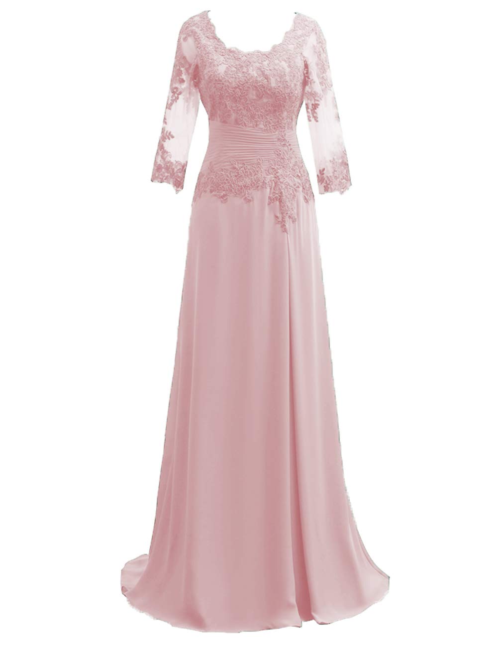 Elegant Long Sleeve Chiffon Lace Mother of The Bride Dress - Formal Evening Gown for Wedding Guest, Special Occasions & Black Tie Events
