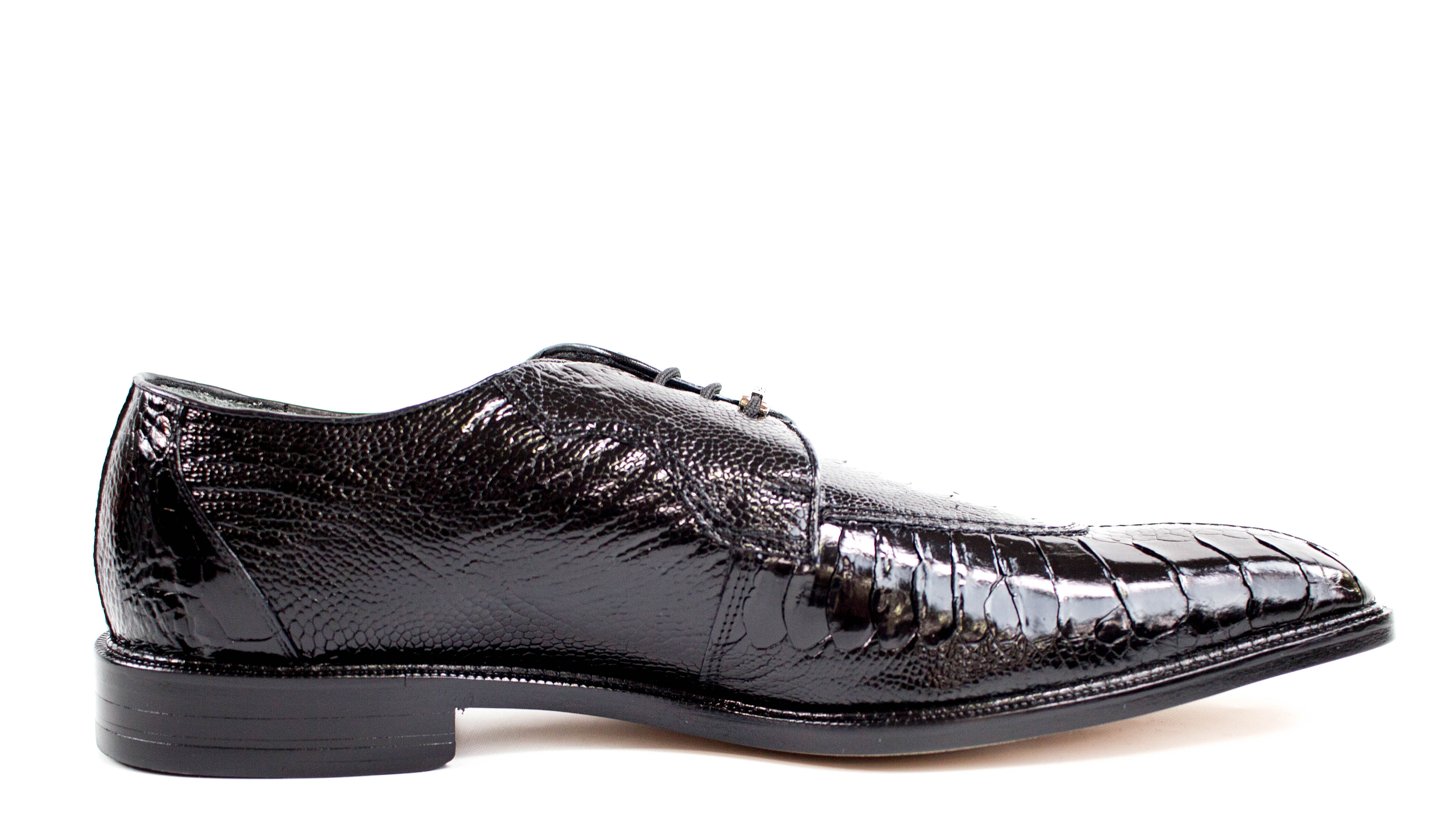 Belvedere Siena Genuine Ostrich Leg Dress Shoes for Men - Black Leather Formal Business Shoes Size 10 - Perfect for Weddings, Office & Special Occasions