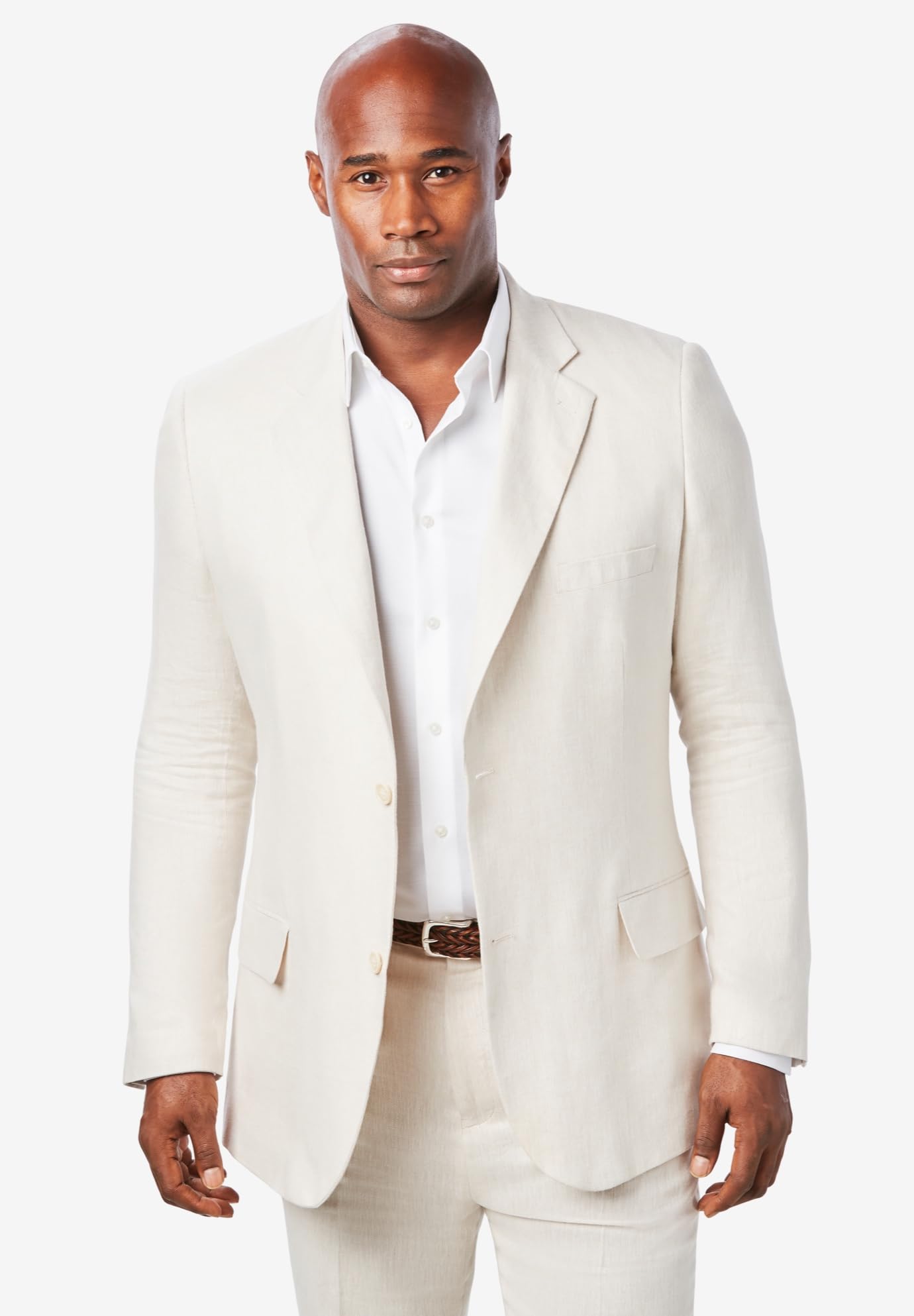 KS Island Men's Big & Tall Linen Blend Two-Button Suit Jacket - Formal & Casual Blazer for Business, Weddings & Special Occasions