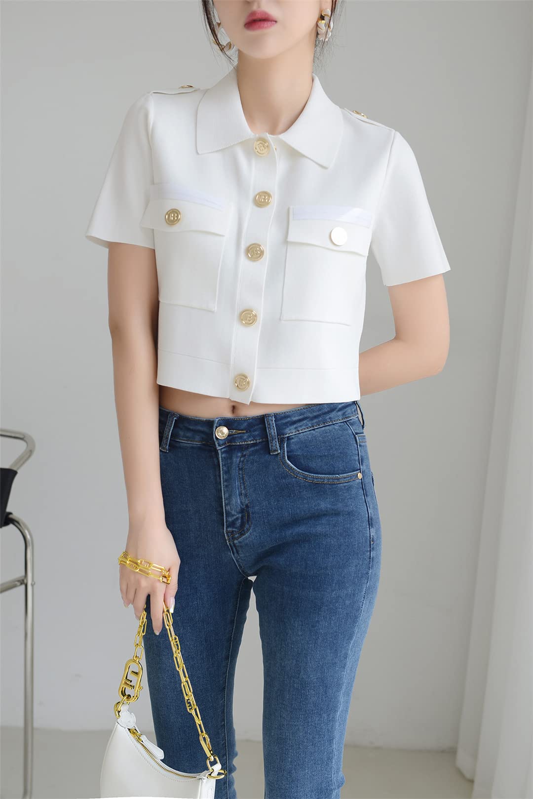 Korean Women's Summer Knitted Cardigan - Short Sleeve Casual Top in White & Black | Perfect for Beach Cover-Up, Office Wear & Weekend Outfits