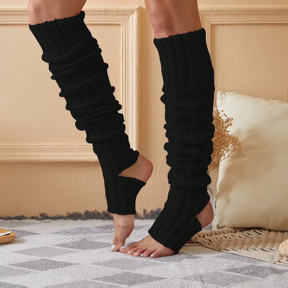 SherryDC Women's Cable Knit Thigh High Leg Warmers - Over Knee Footless Boot Socks for Winter Fashion, Dance, Yoga & Outdoor Activities