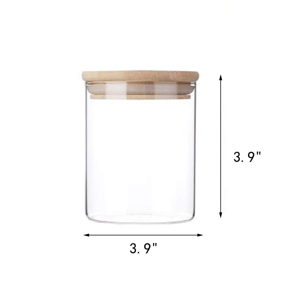 4PCS 500ML Glass Food Storage Jars with Bamboo Lids - Airtight Kitchen Containers for Candy, Cereal, Beans & Dry Goods | Perfect for Pantry Organization & Meal Prep