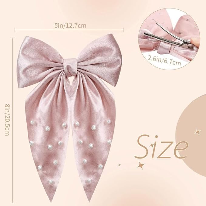 Elegant Pearl Hair Clips for Women - 4Pcs Metal Hair Barrettes with Rubber Ribbon, Hairpins for Long & Short Hair, Perfect Gift for Girls, Girlfriend & Ladies - Great for Weddings, Parties & Daily Styling