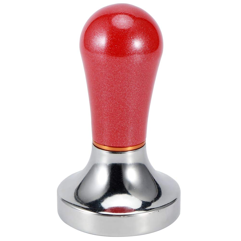 57mm Espresso Tamper - Professional Coffee Press Tool for Baristas | Heavy Duty Stainless Steel Coffee Accessory for Espresso Machines | Perfect for Home Coffee Bars & Cafés (Red)
