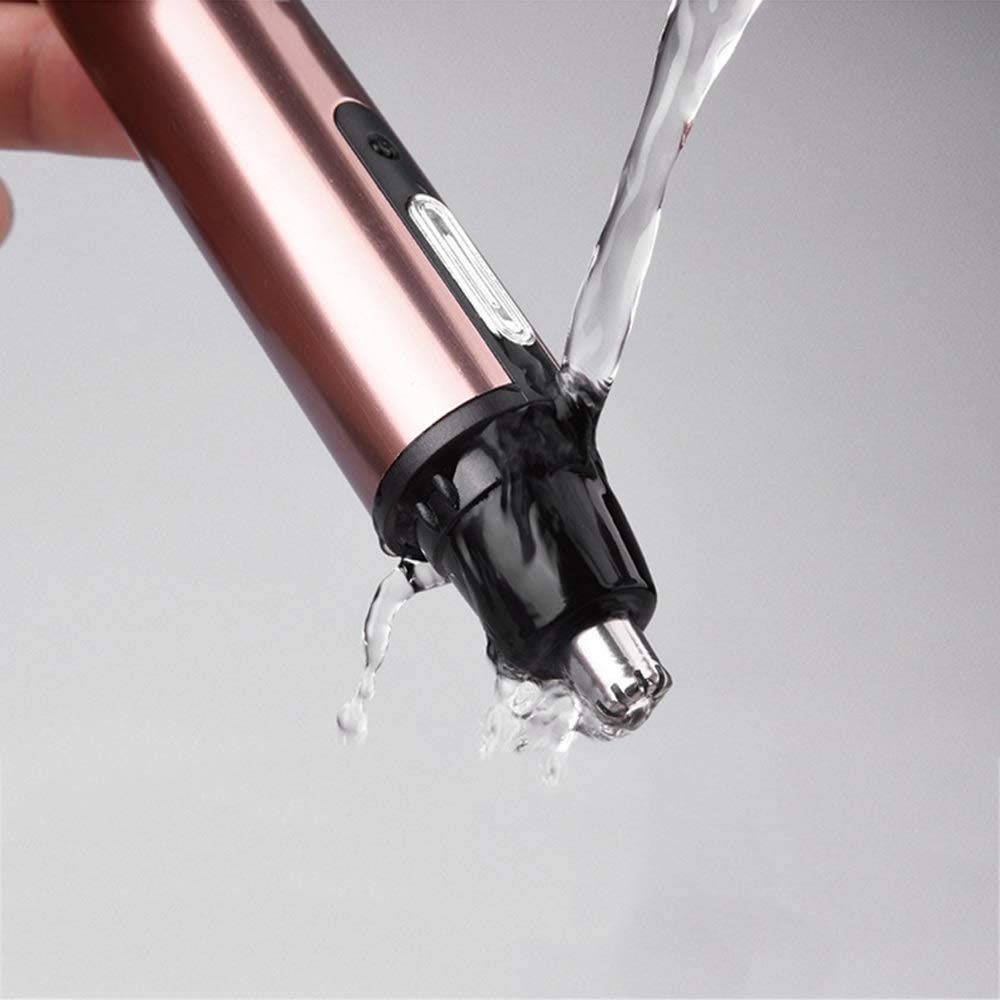 Professional USB Rechargeable Eyebrow & Facial Hair Trimmer for Men & Women - Waterproof Double-Edge Stainless Steel Blade - Rose Gold | Perfect for Travel, Grooming & Personal Care