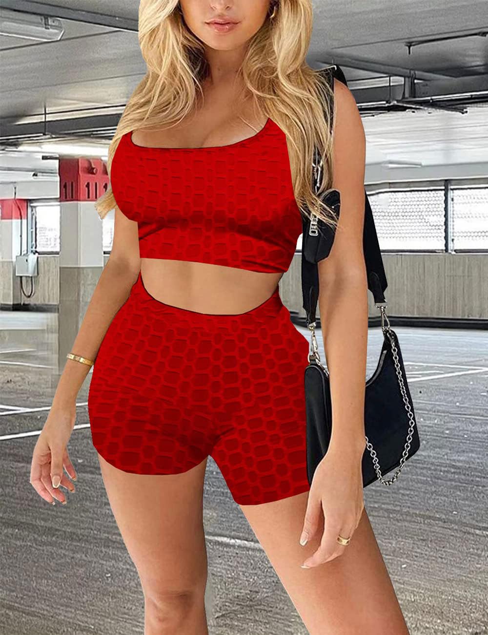 KANSOON Women's 2-Piece Workout Set - Crop Tank Top & High Waist Yoga Shorts | Summer Athletic Wear for Gym, Running & Yoga | Comfortable Fitness Outfits for Women