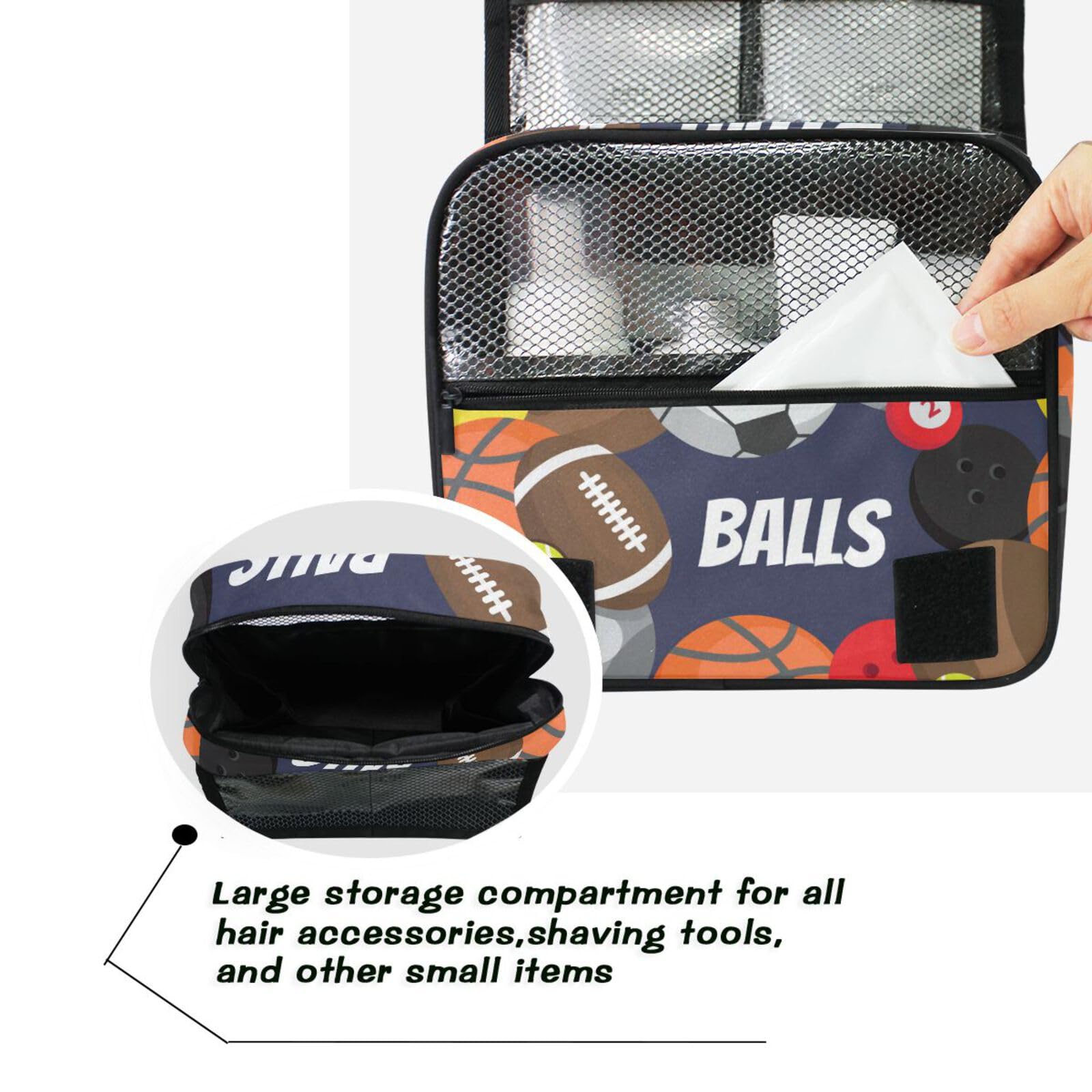 CiCily Hanging Toiletry Bag - Waterproof Sports Travel Cosmetic Organizer with Sturdy Hook for Soccer, Football, Volleyball, Basketball | Perfect for Gym, Camping & Travel | Men & Women