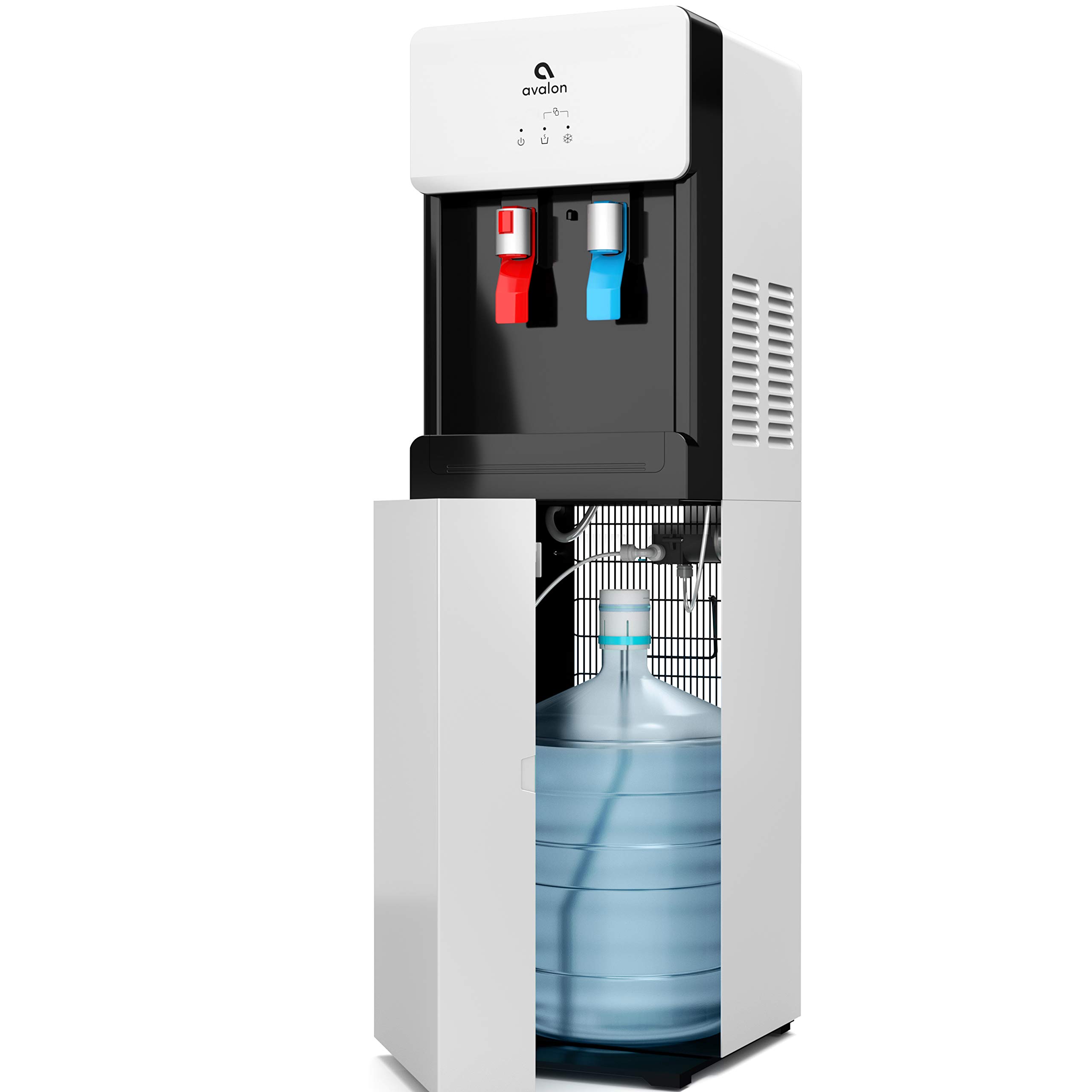 Avalon Bottom Loading Water Cooler Dispenser with Hot & Cold Water - Child Safety Lock, Slim Space-Saving Design for Home & Office - Compatible with 3 & 5 Gallon Bottles - UL Certified White - Perfect for Kitchens, Break Rooms and Dormitories