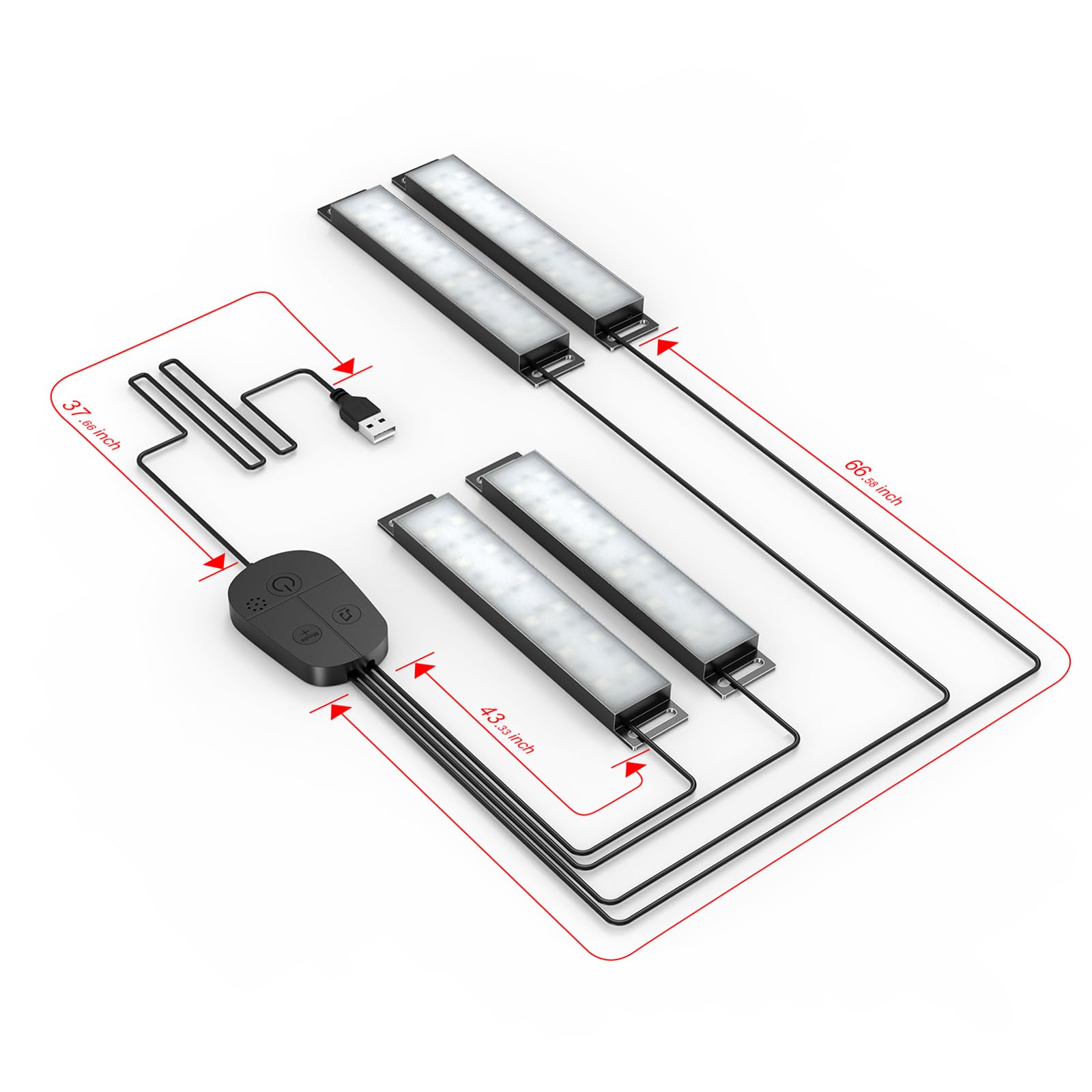 YiLaie RGB LED Car Interior Lights - Smart APP & Music Sync Control, 4PCS USB-Powered 5V DC LED Strips with Charger | Perfect for Car Decor, Gaming Setup & Home Ambience Lighting
