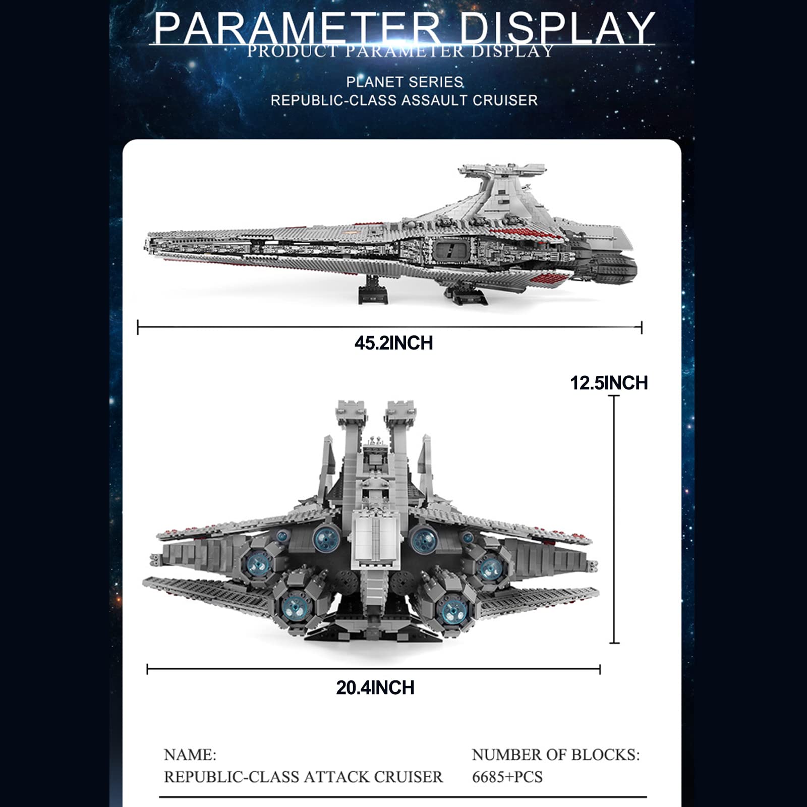 Mould King 21005 Super Star Destroyer Model - Venator-Class Republic Attack Cruiser Building Toy Kit with 6685 Pieces | UCS Collection Star Wars Gift for Boys & Adults 8-12+ | Perfect for Display, Collecting & Creative Play